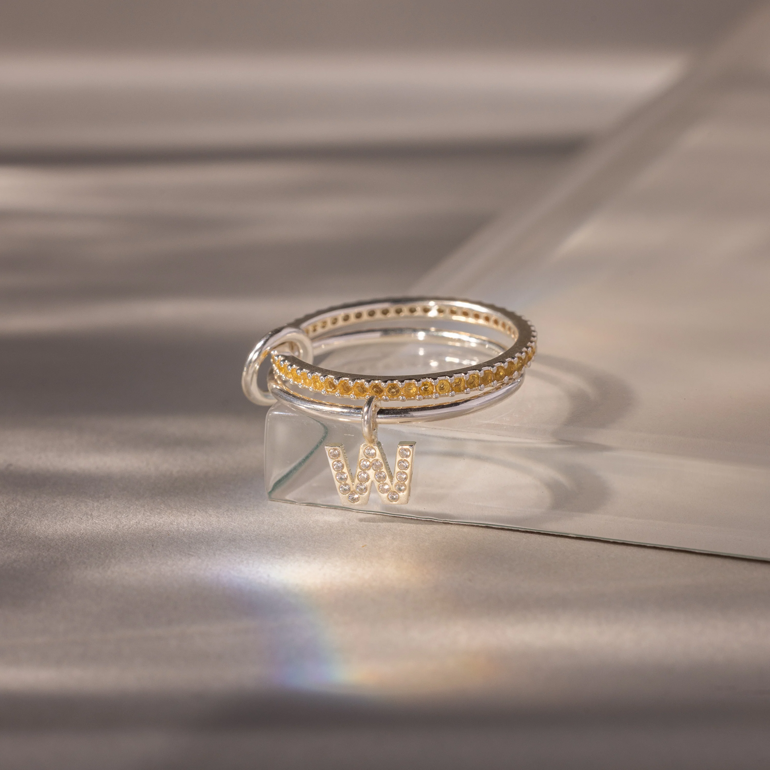Linked Initial Topaz Ring Set - Image 3