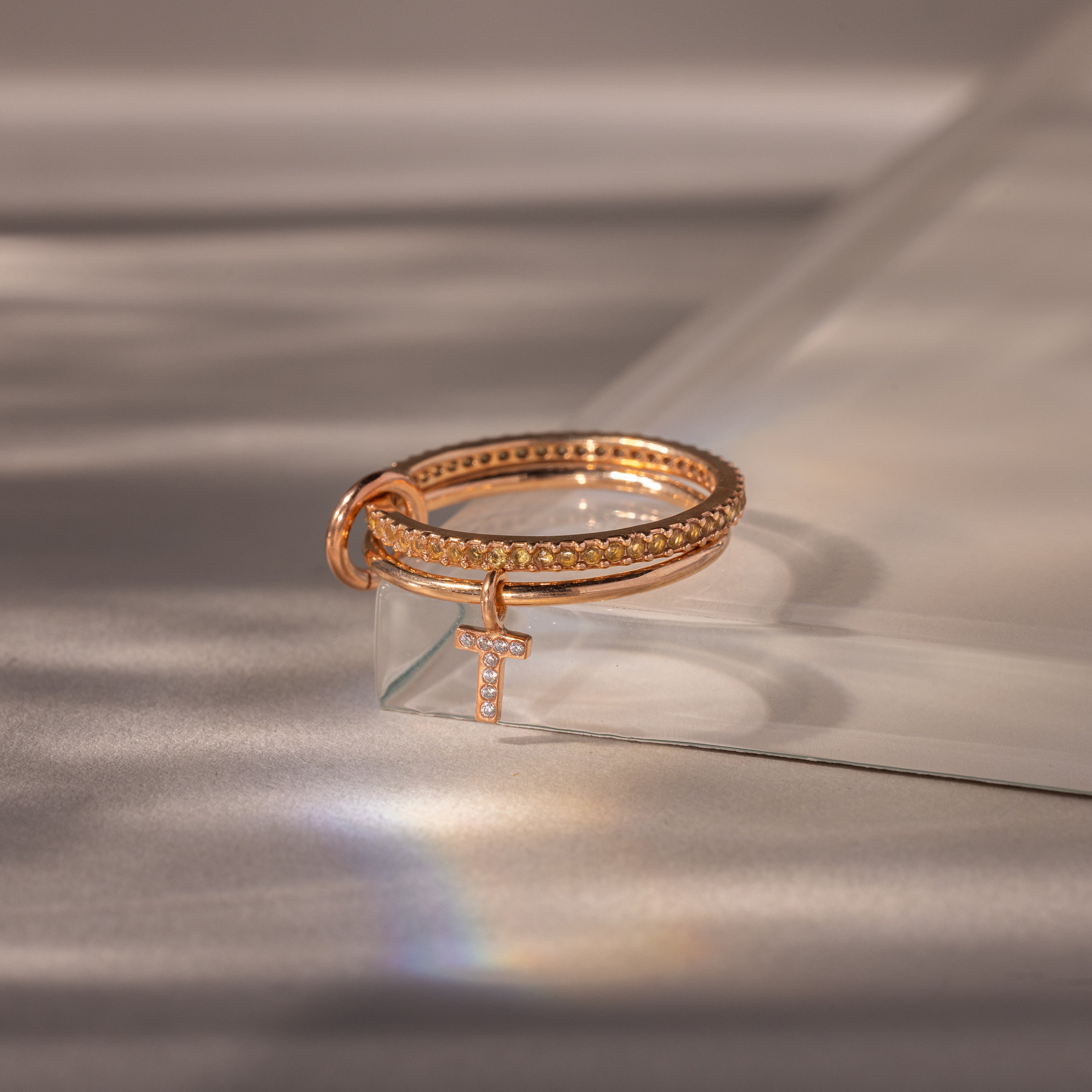 Linked Initial Topaz Ring Set - Image 5