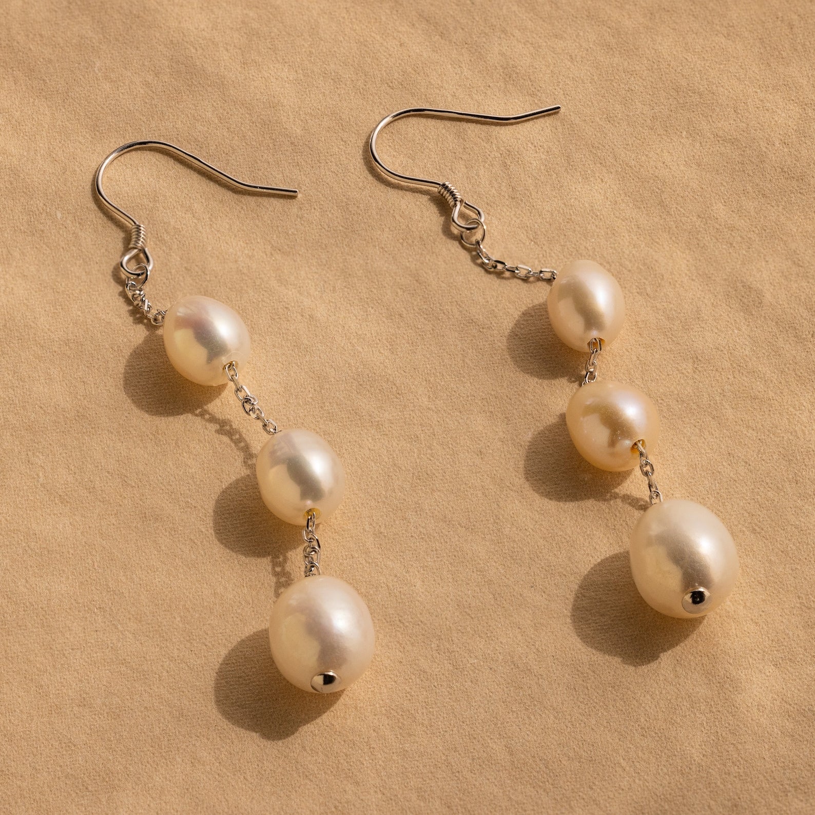 Long Pearl Dangle Earrings - Image 4