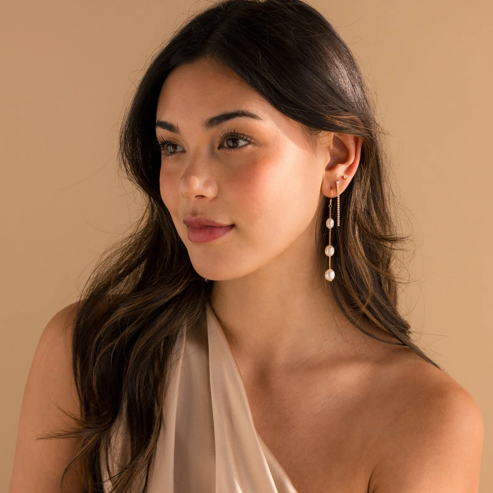 Long Pearl Dangle Earrings - Image 9