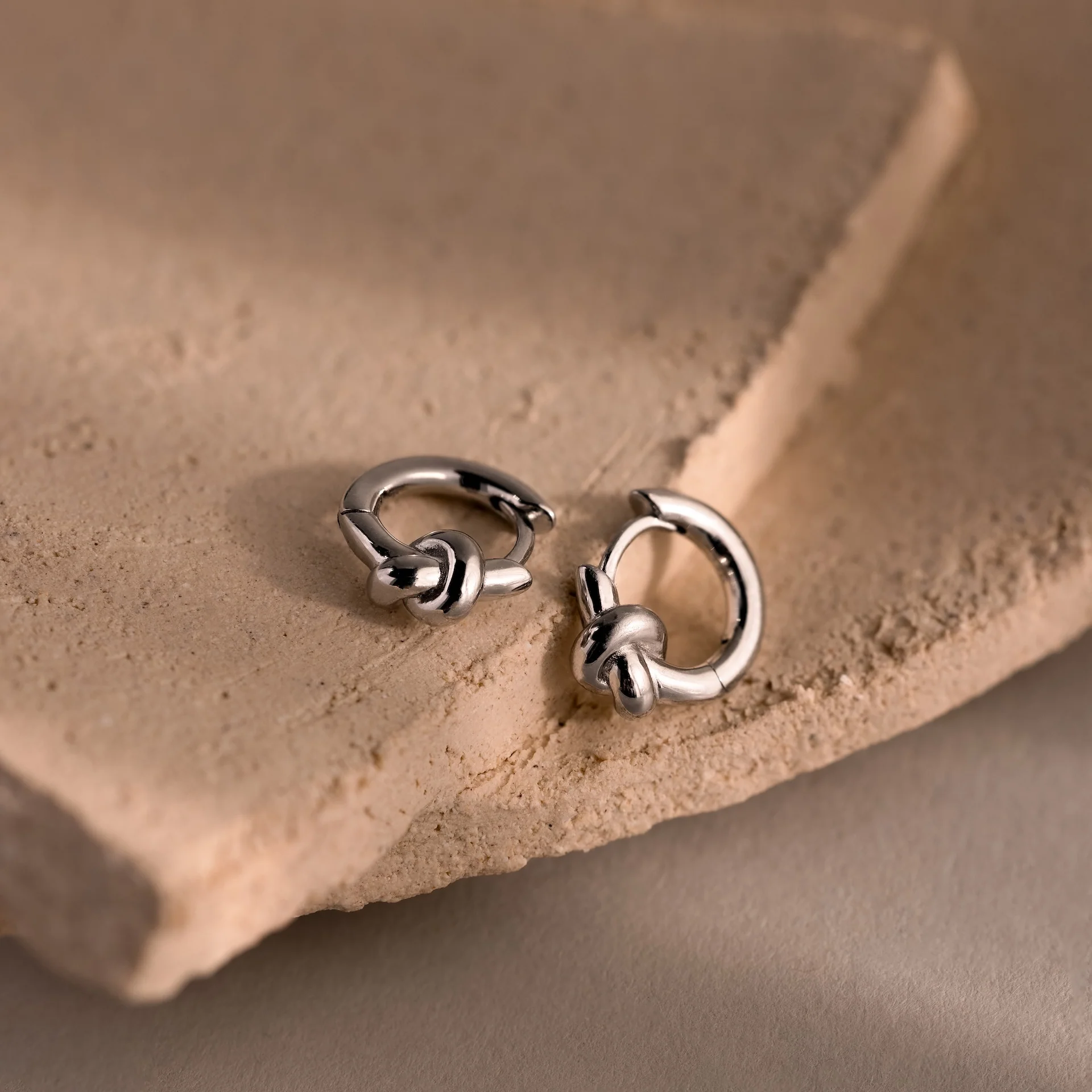 Love Knot Huggies in Silver - Image 3