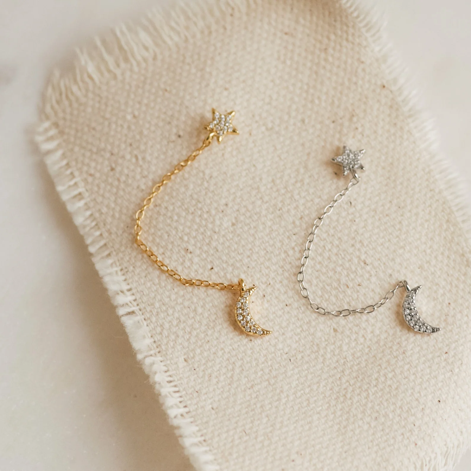 Luna Moon & Star Chain Earrings - Image 7
