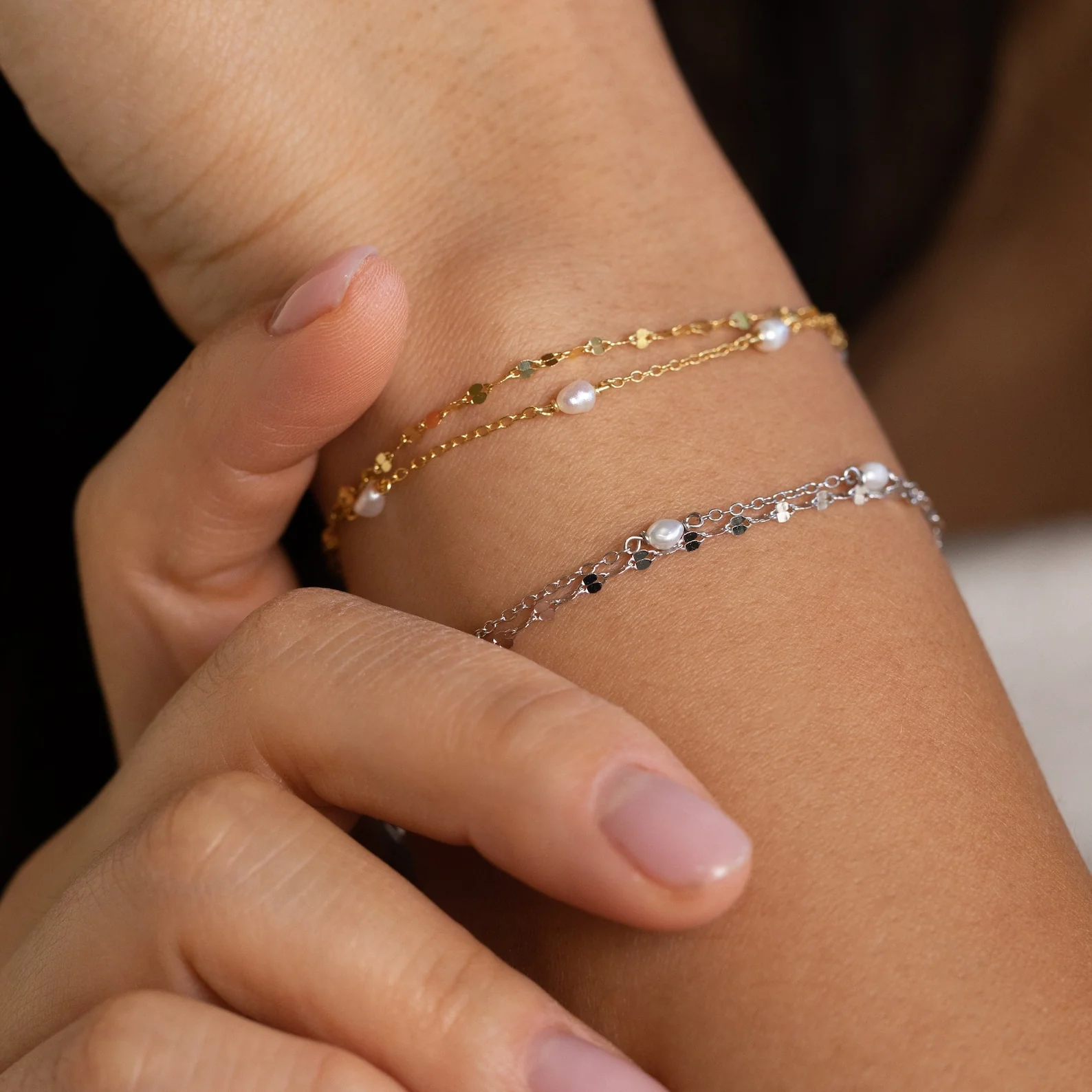 Magnolia Pearl Wrap Bracelet in 18K Gold - Image 2