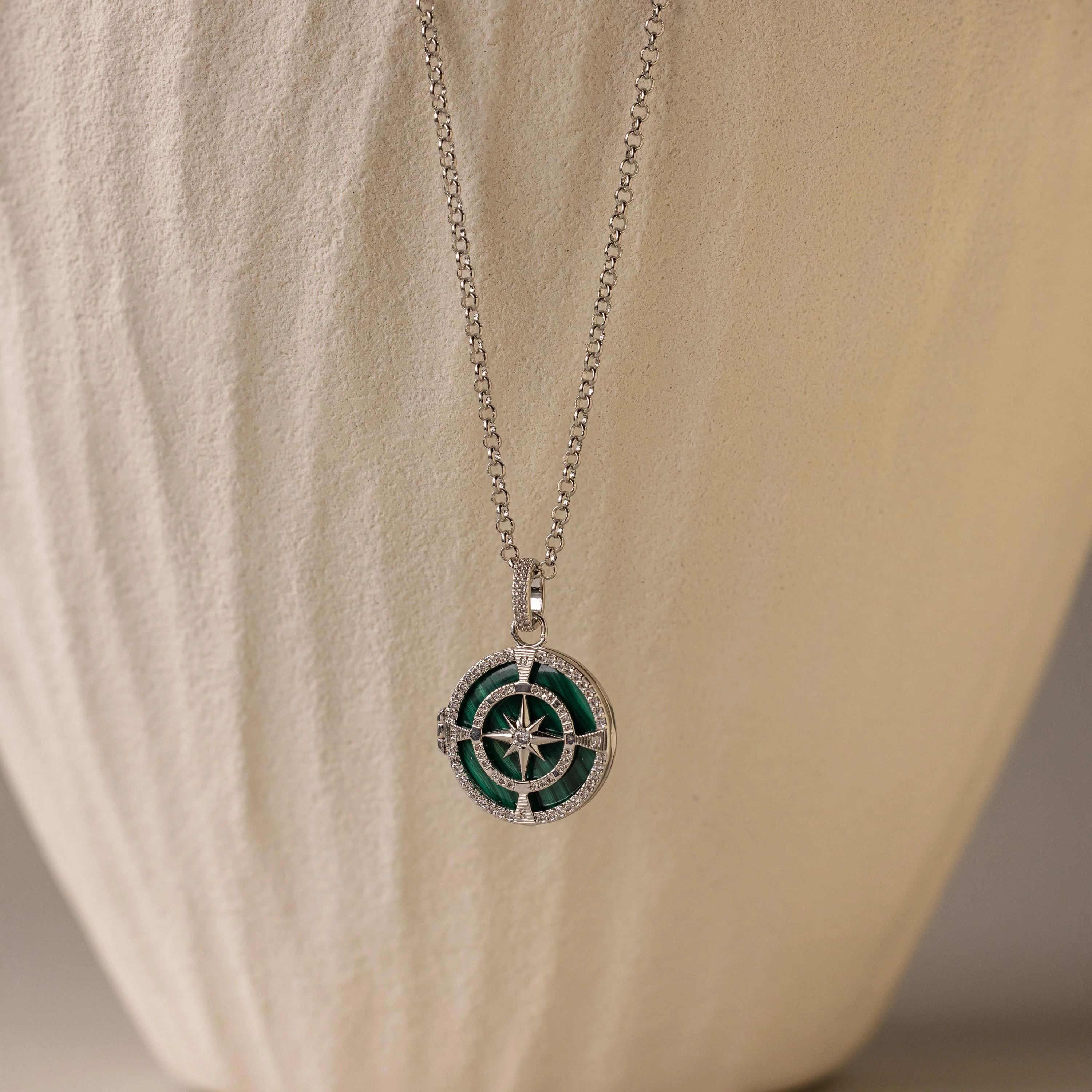 Malachite Compass Locket Necklace - Image 5