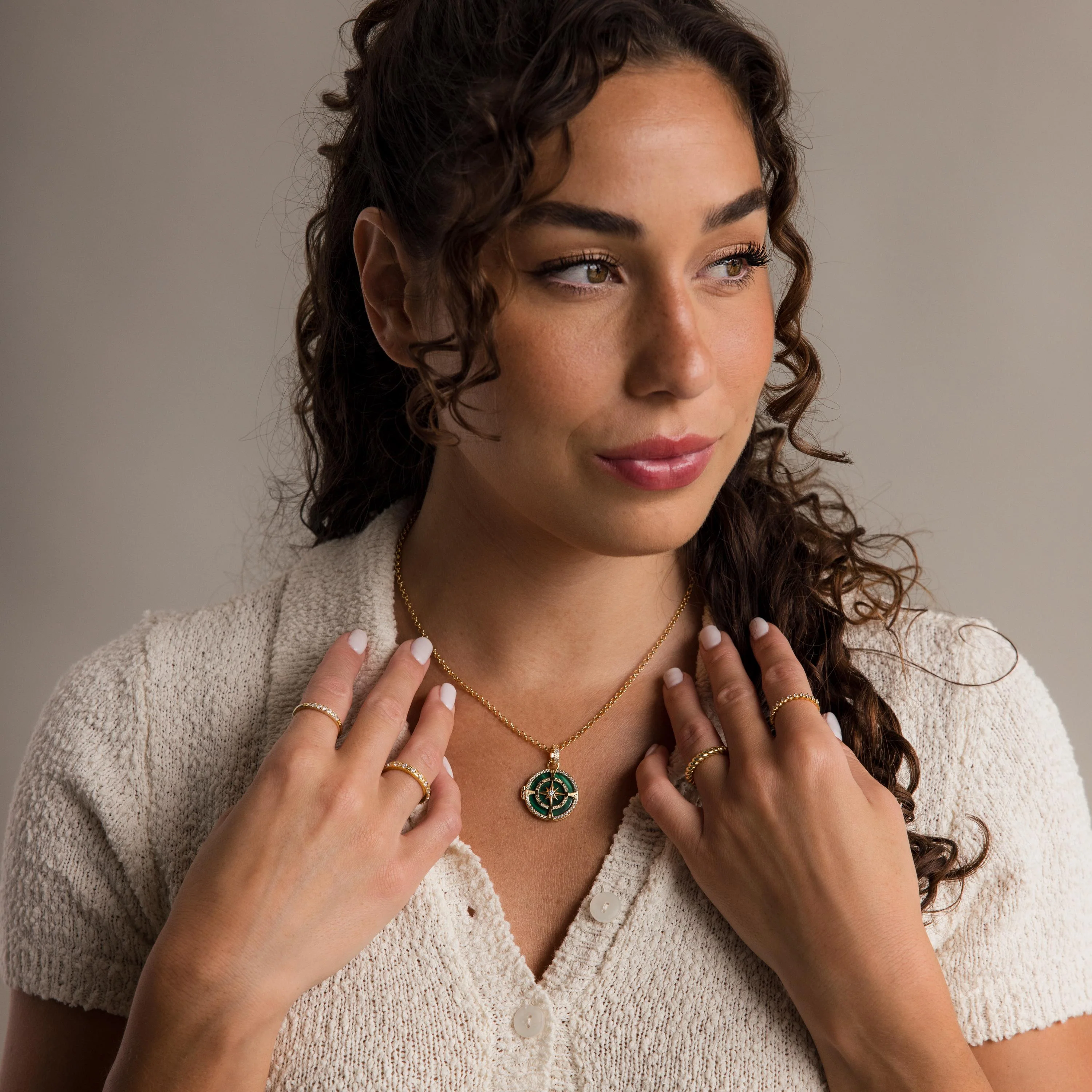 Malachite Compass Locket Necklace - Image 6
