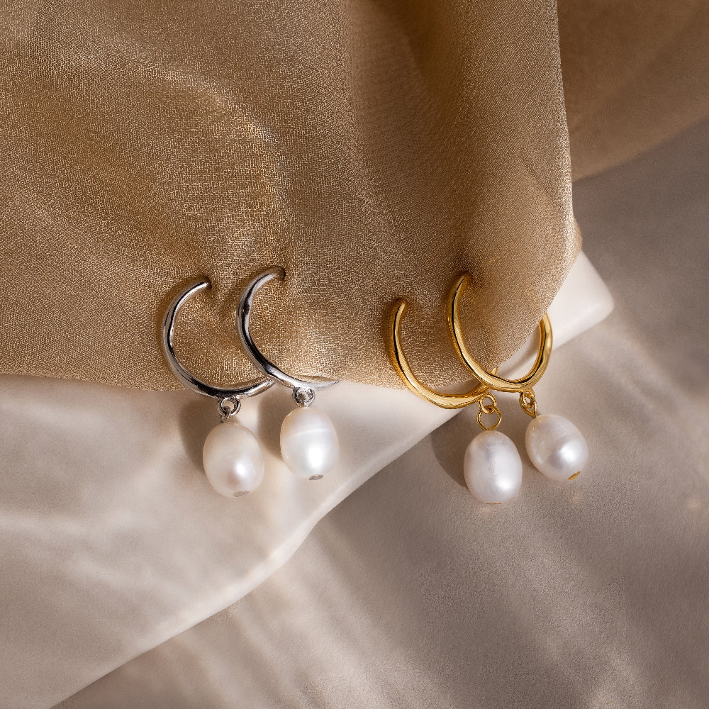 Margot Pearl Hoops in Silver - Image 8