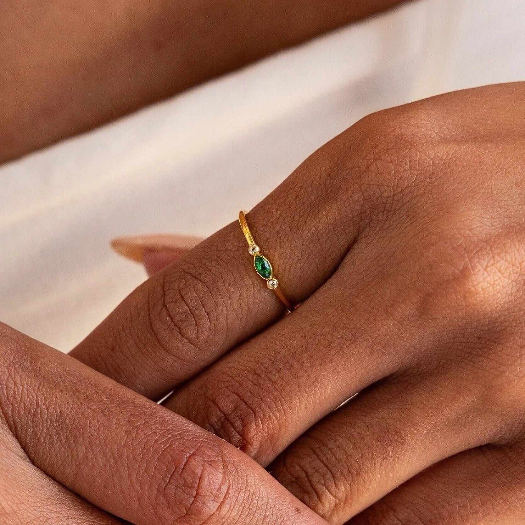 Marquise Bezel Birthstone Ring - Image 2