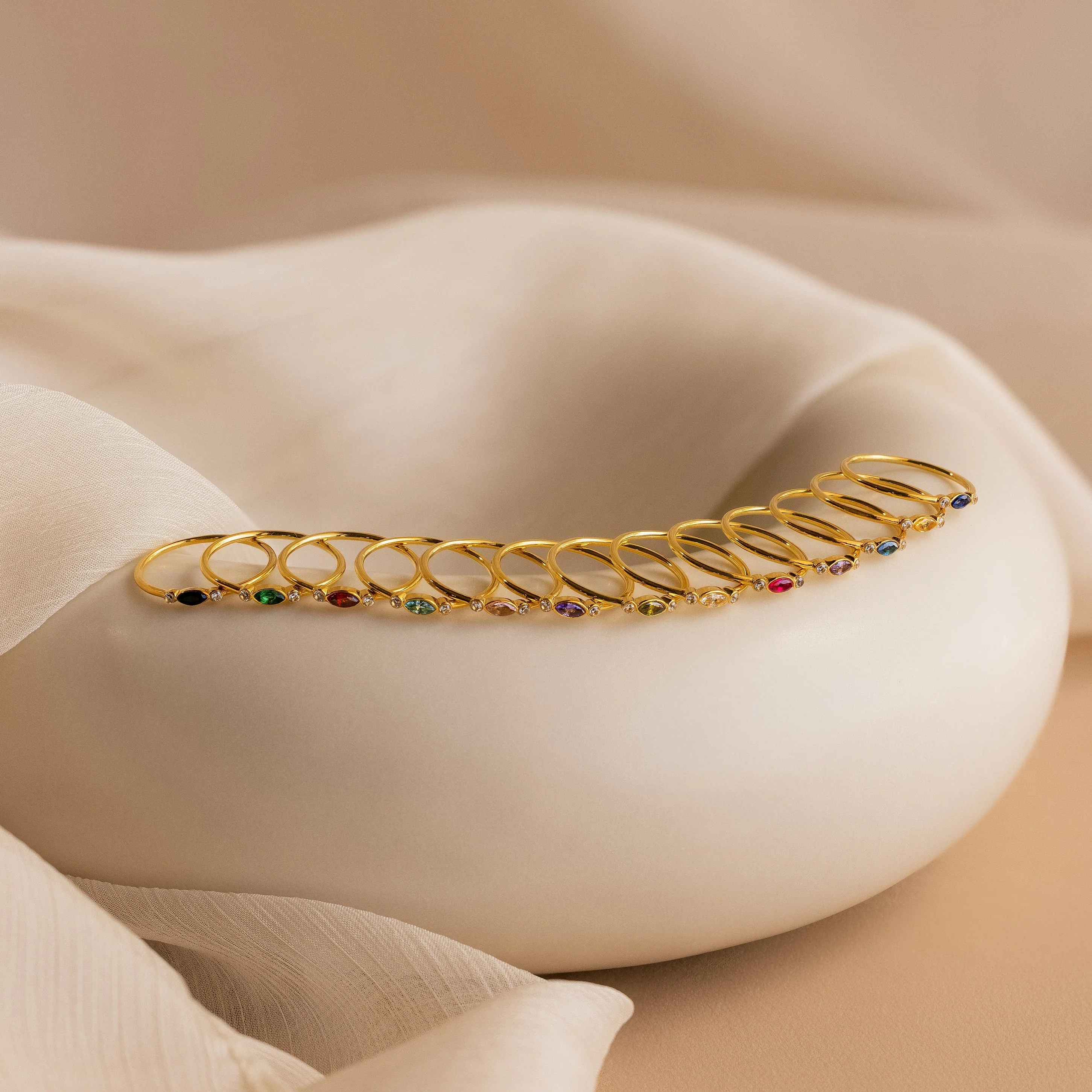 Marquise Bezel Birthstone Ring - Image 3