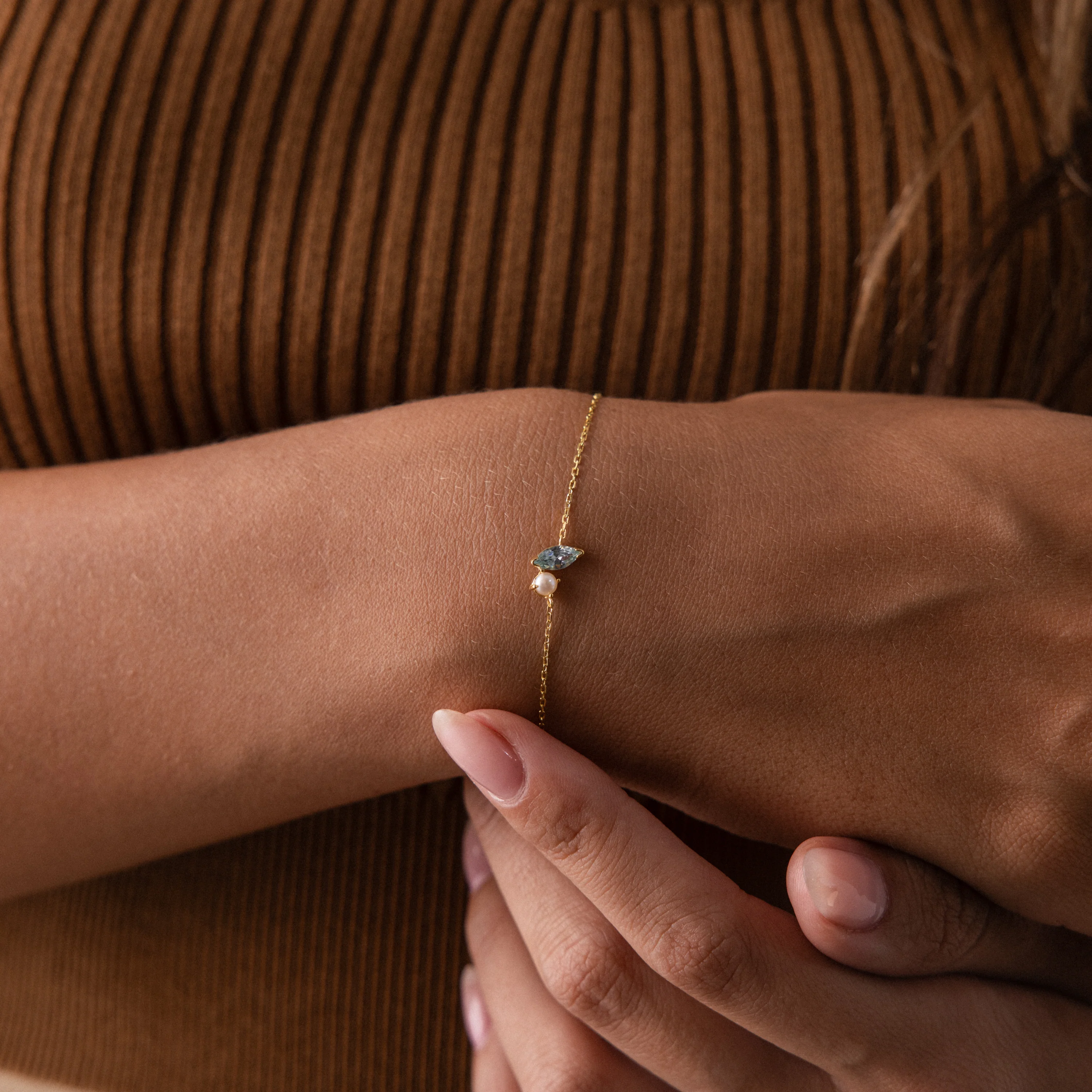 Marquise Birthstone & Pearl Bracelet - Image 10