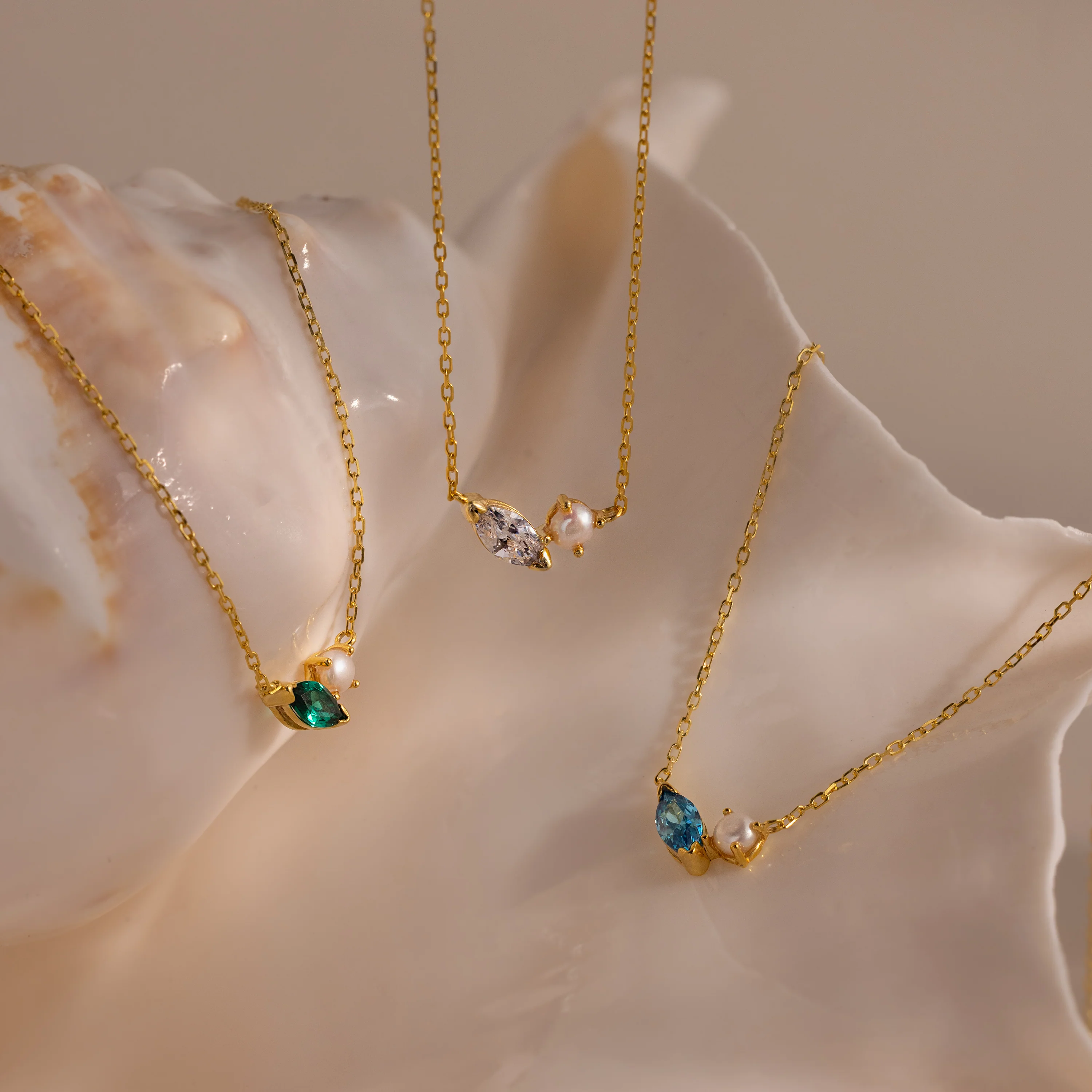 Marquise Birthstone & Pearl Necklace - Image 13