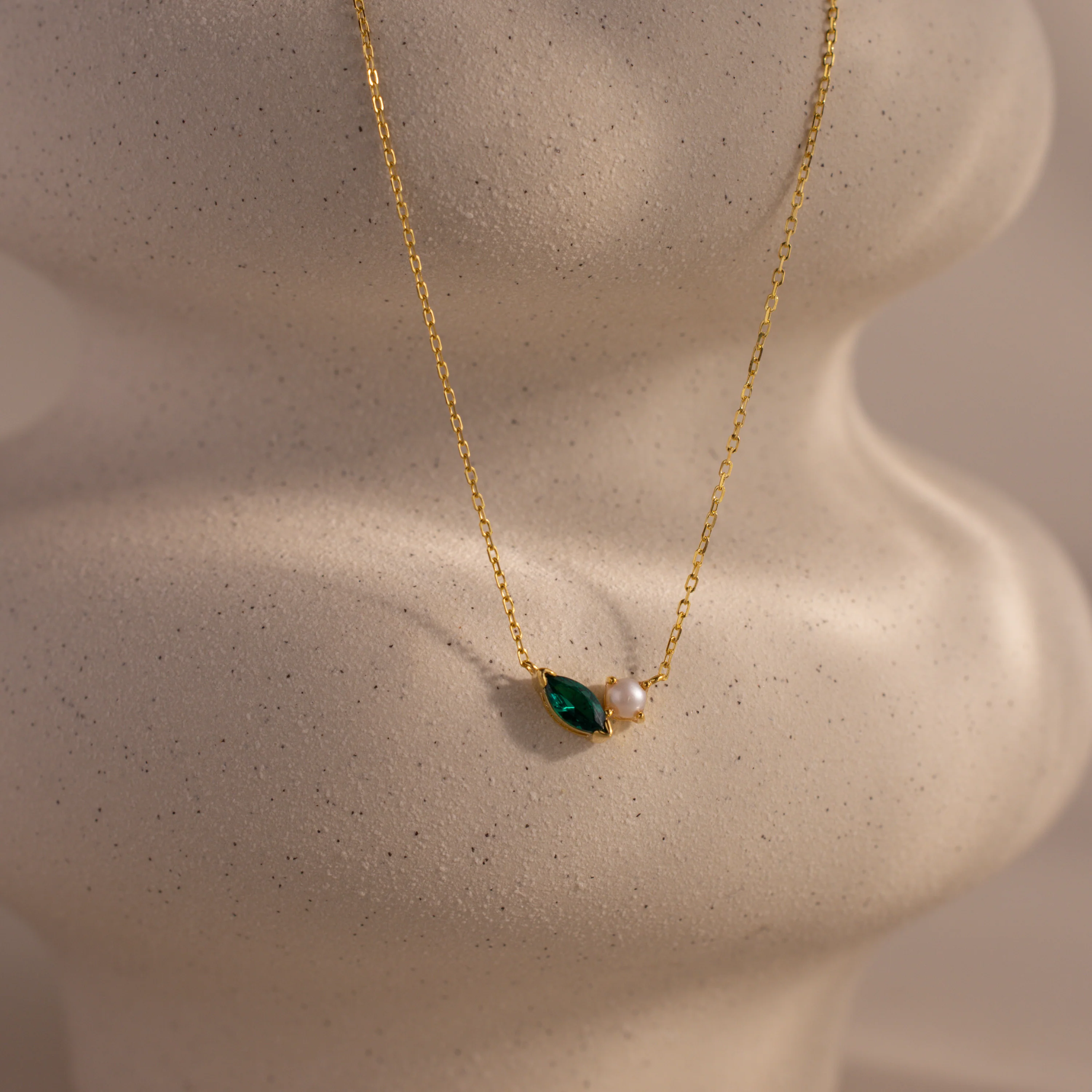 Marquise Birthstone & Pearl Necklace - Image 4