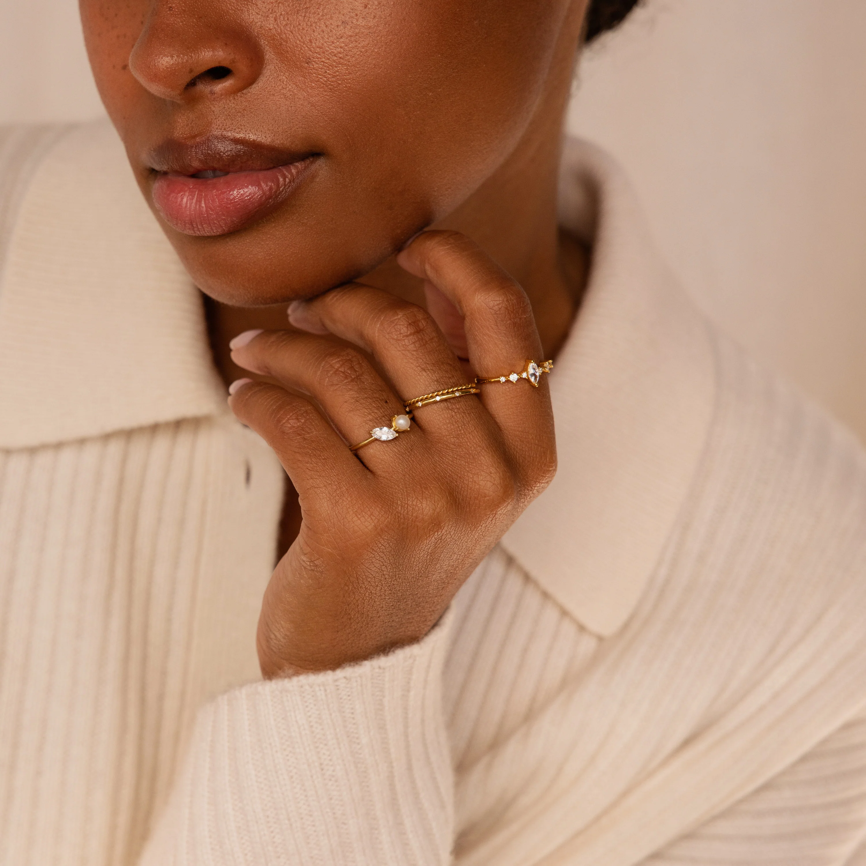 Marquise Birthstone & Pearl Ring - Image 6