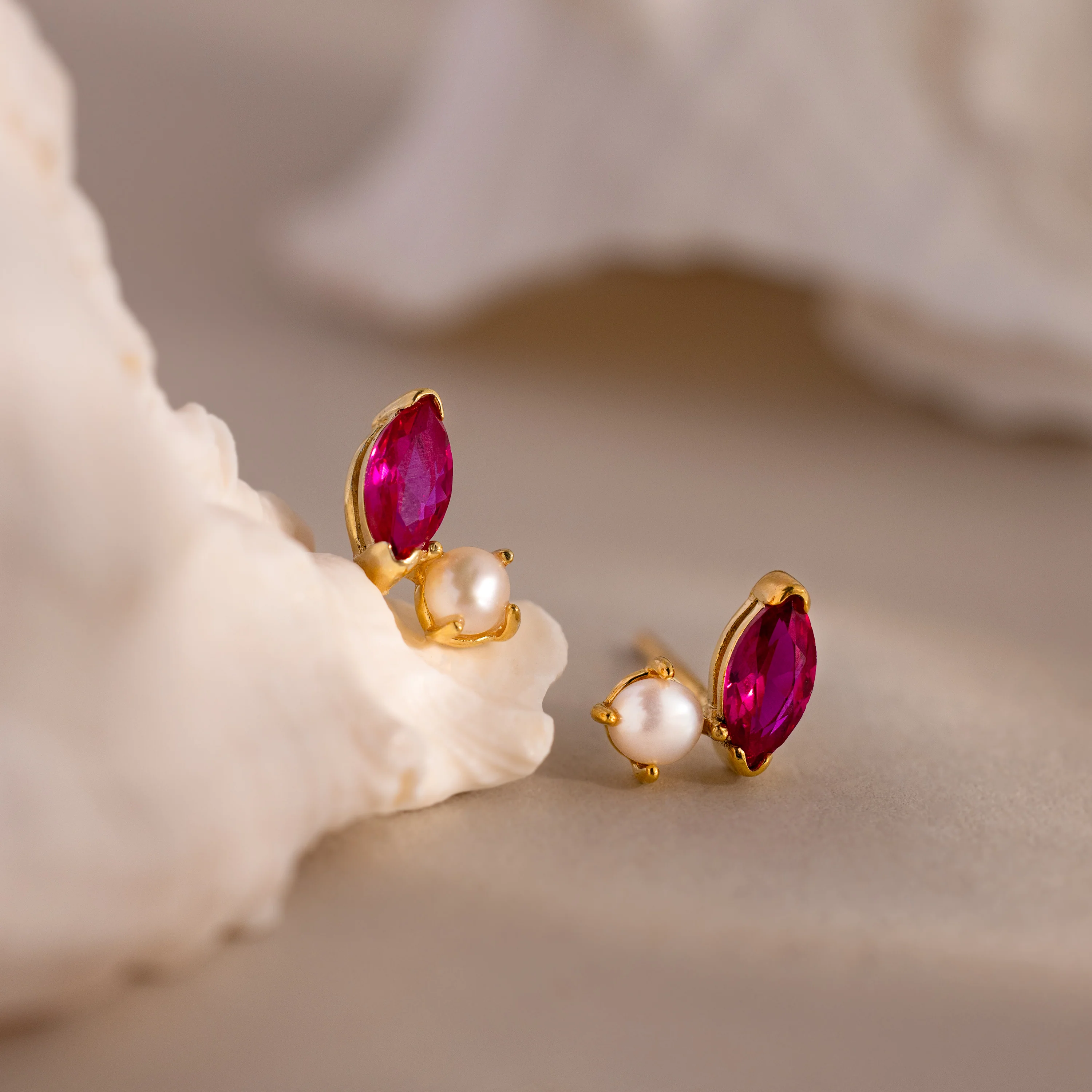Marquise Birthstone & Pearl Studs - Image 12