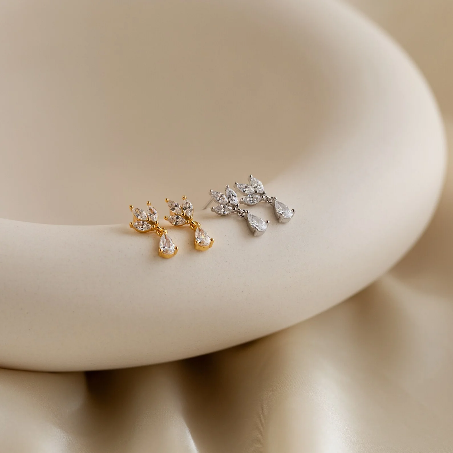 Marquise Diamond Drop Studs - Image 3
