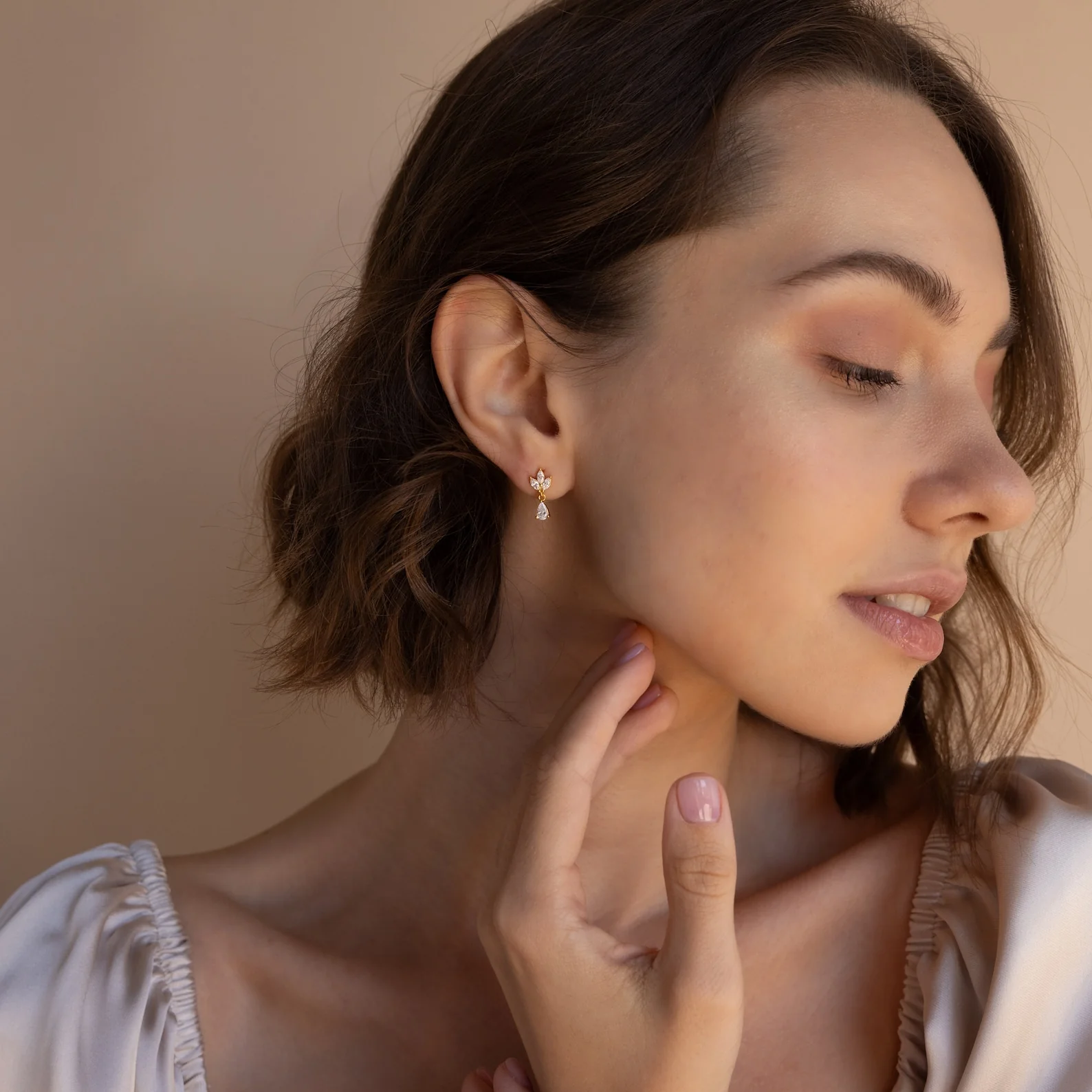 Marquise Diamond Drop Studs - Image 4