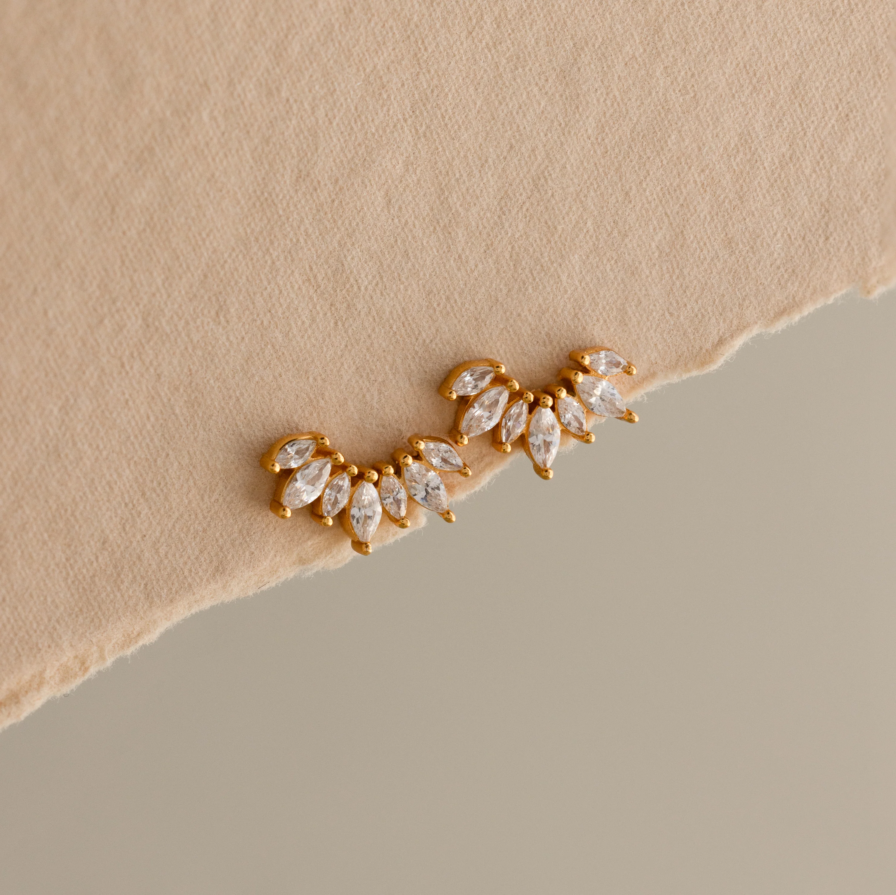 Marquise Diamond Flatback Climbers in 18K Gold - Image 3