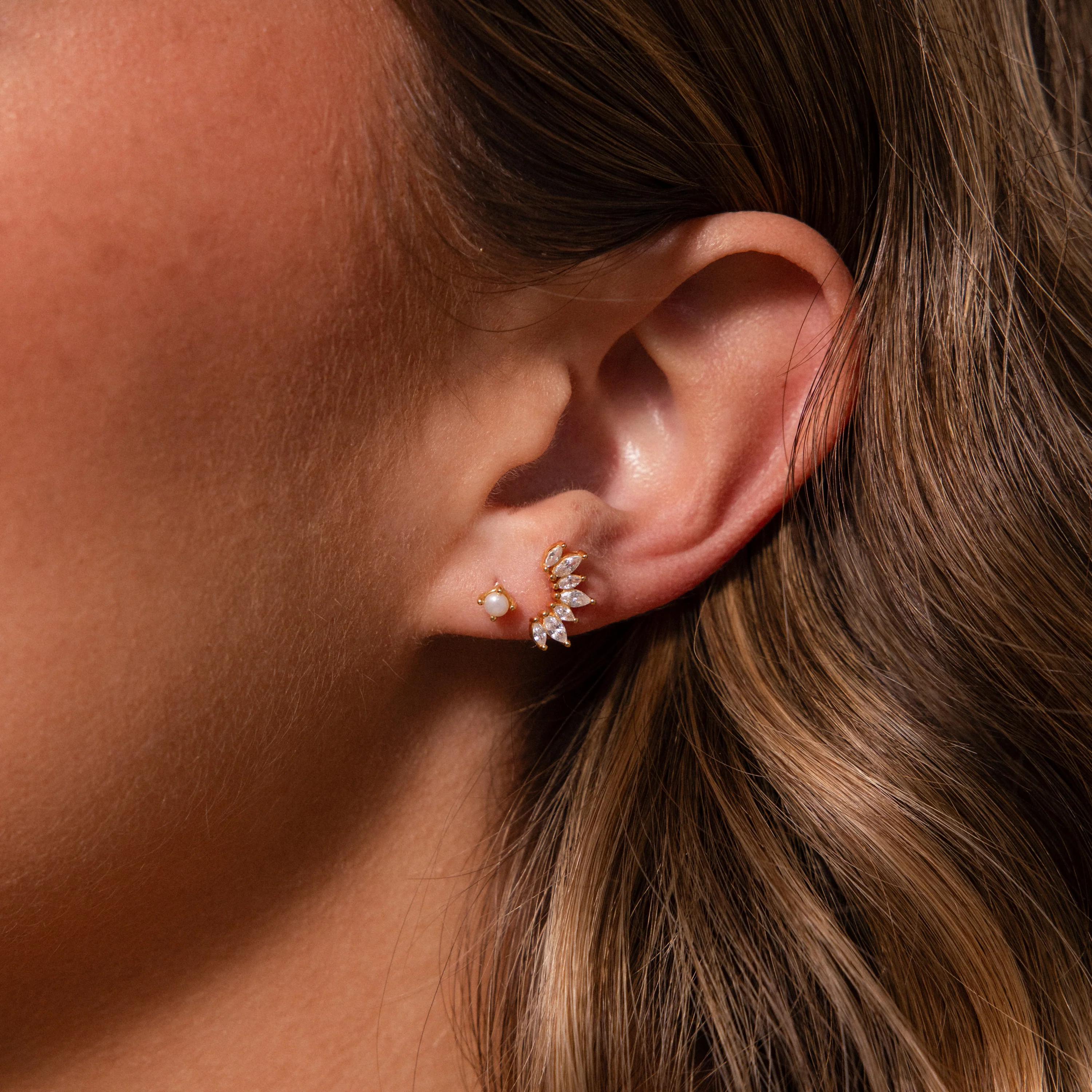 Marquise Diamond Flatback Climbers in 18K Gold - Image 6