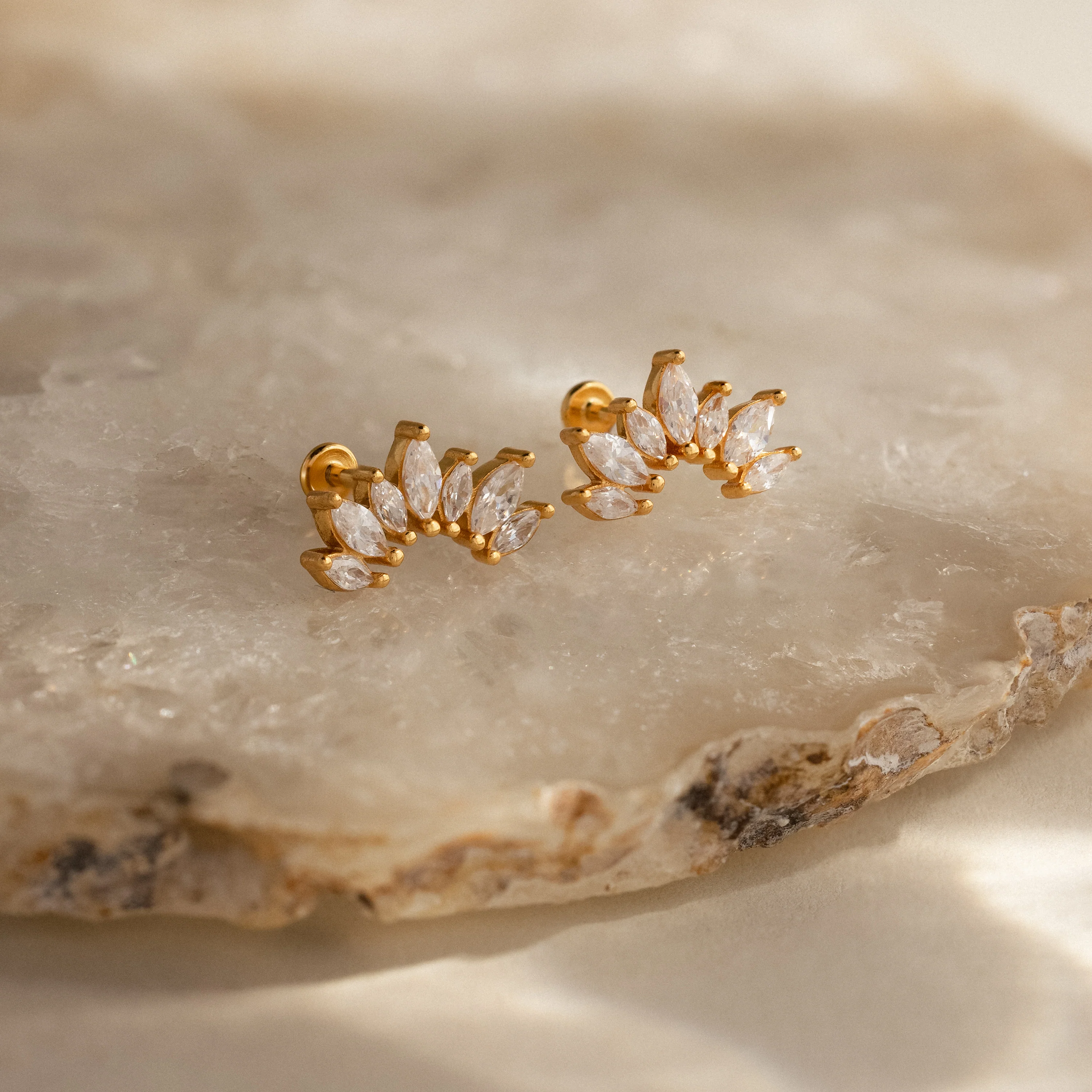Marquise Diamond Flatback Climbers in 18K Gold - Image 7