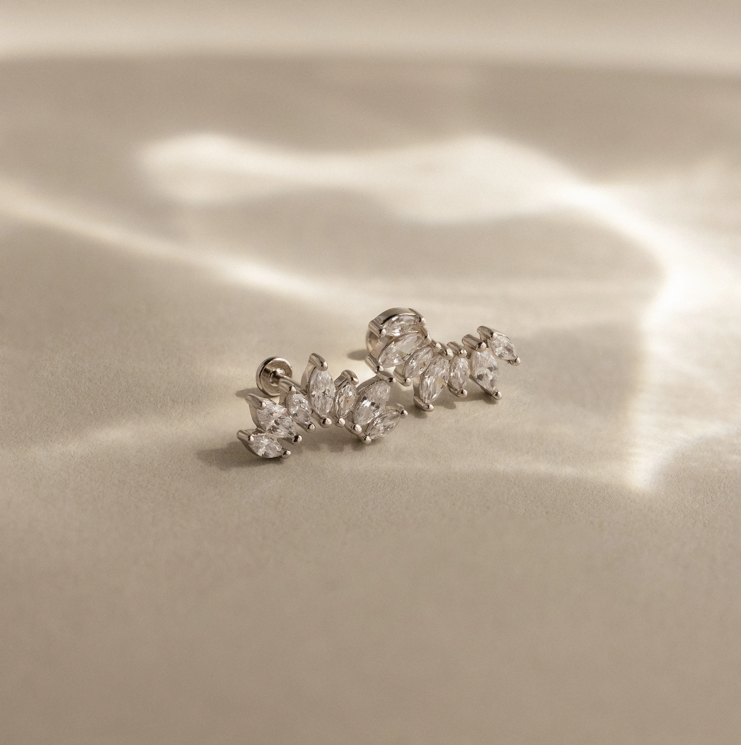 Marquise Diamond Flatback Climbers in Silver - Image 7