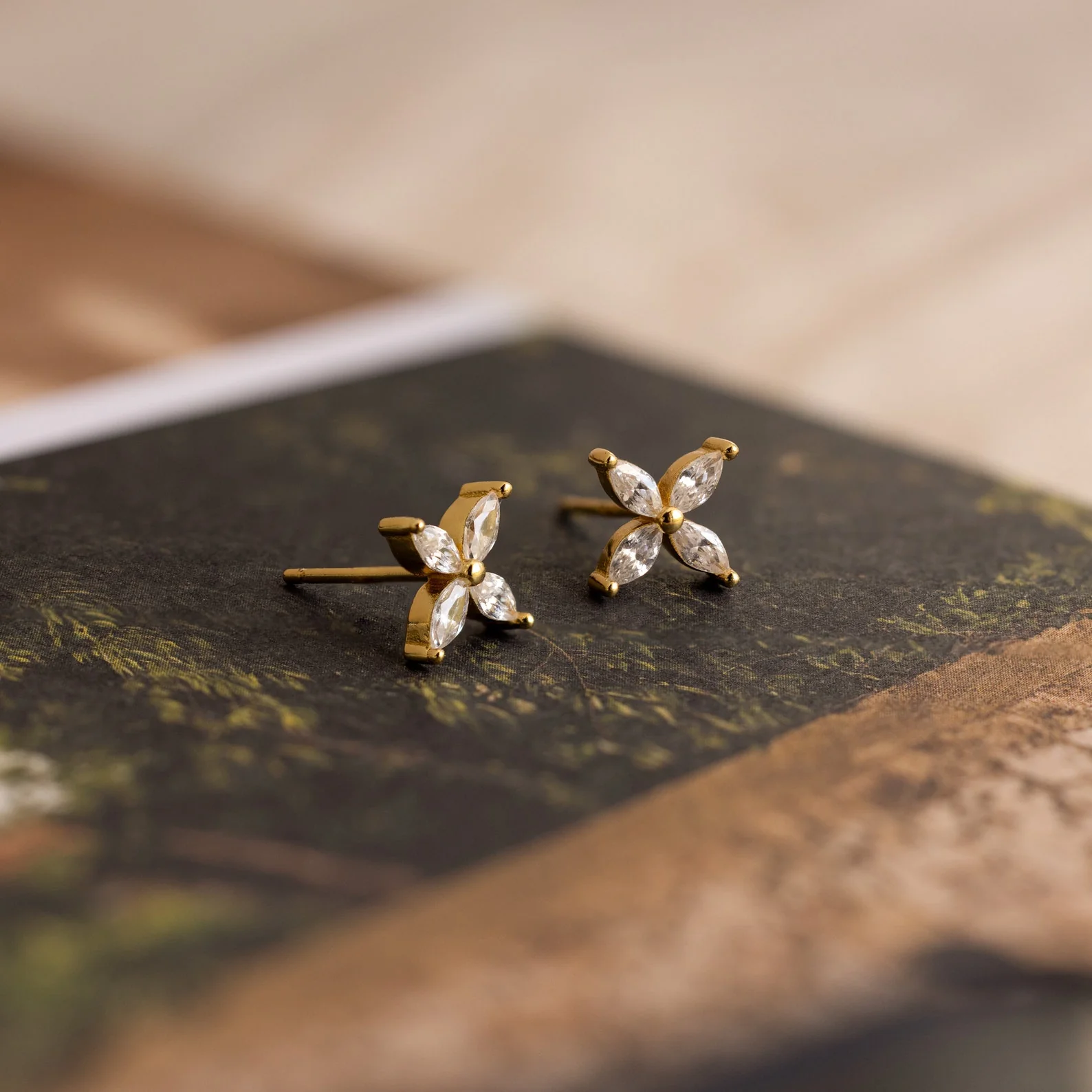 Marquise Diamond Flower Studs - Image 2