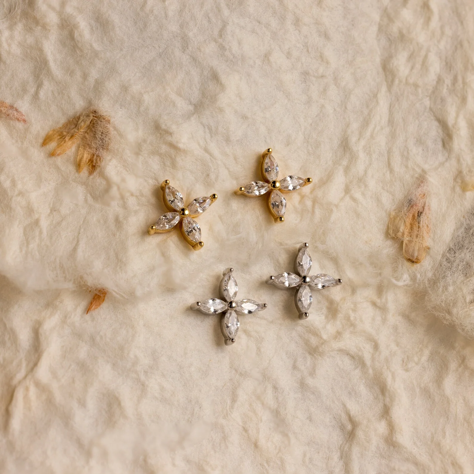Marquise Diamond Flower Studs - Image 4