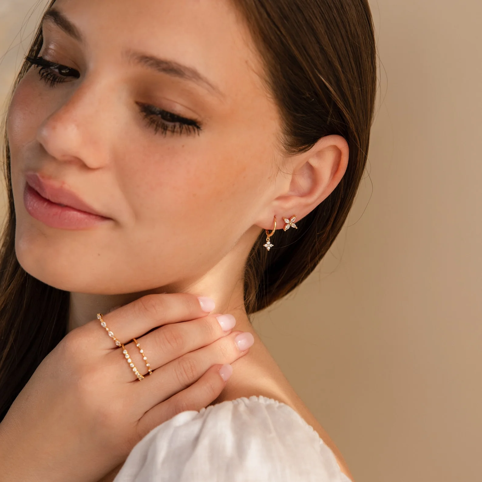 Marquise Diamond Flower Studs - Image 5