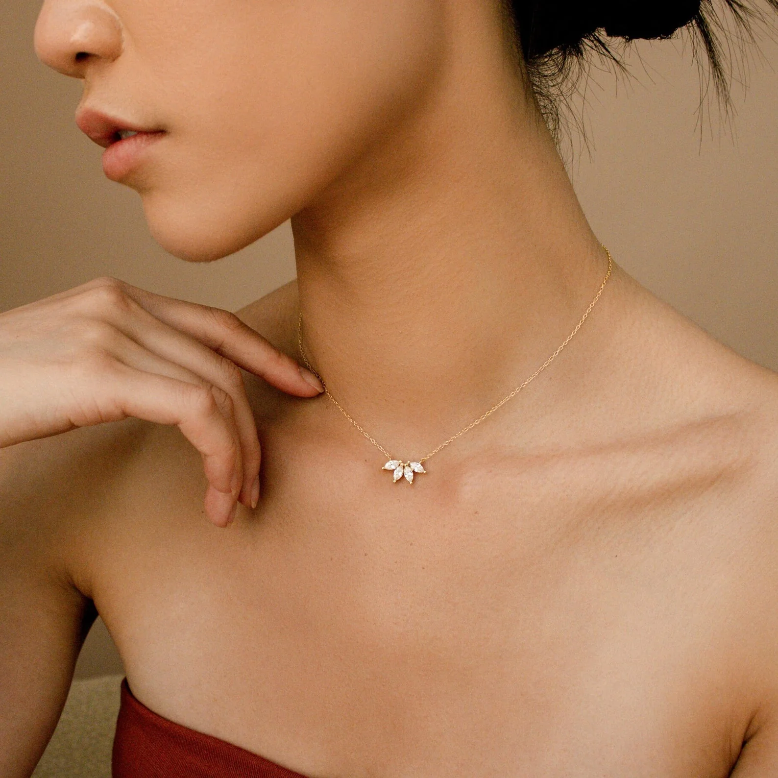 Marquise Diamond Necklace in 18K Gold - Image 3