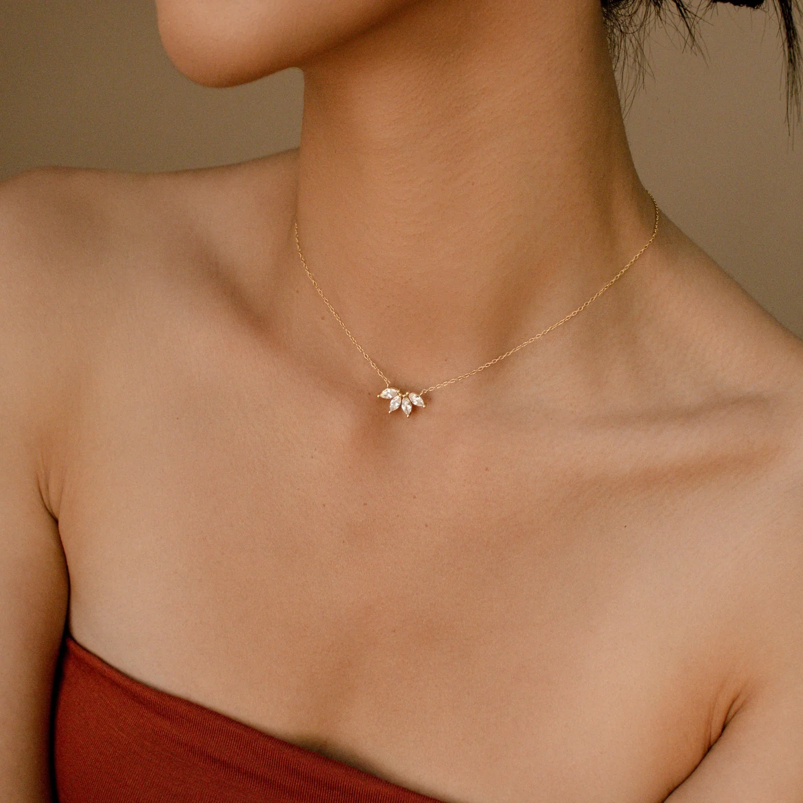 Marquise Diamond Necklace in 18K Gold - Image 5