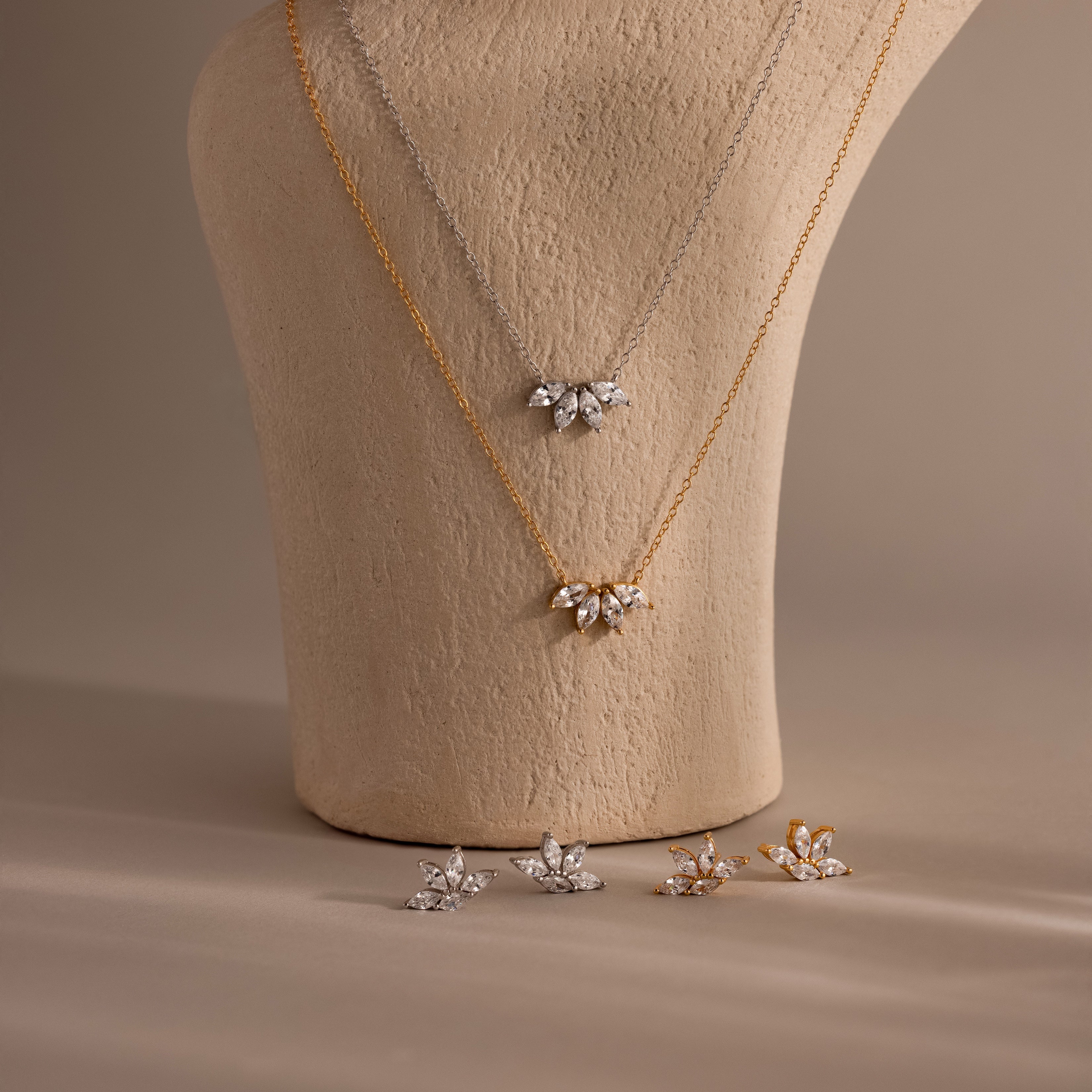 Marquise Diamond Necklace & Earrings Set - Image 5
