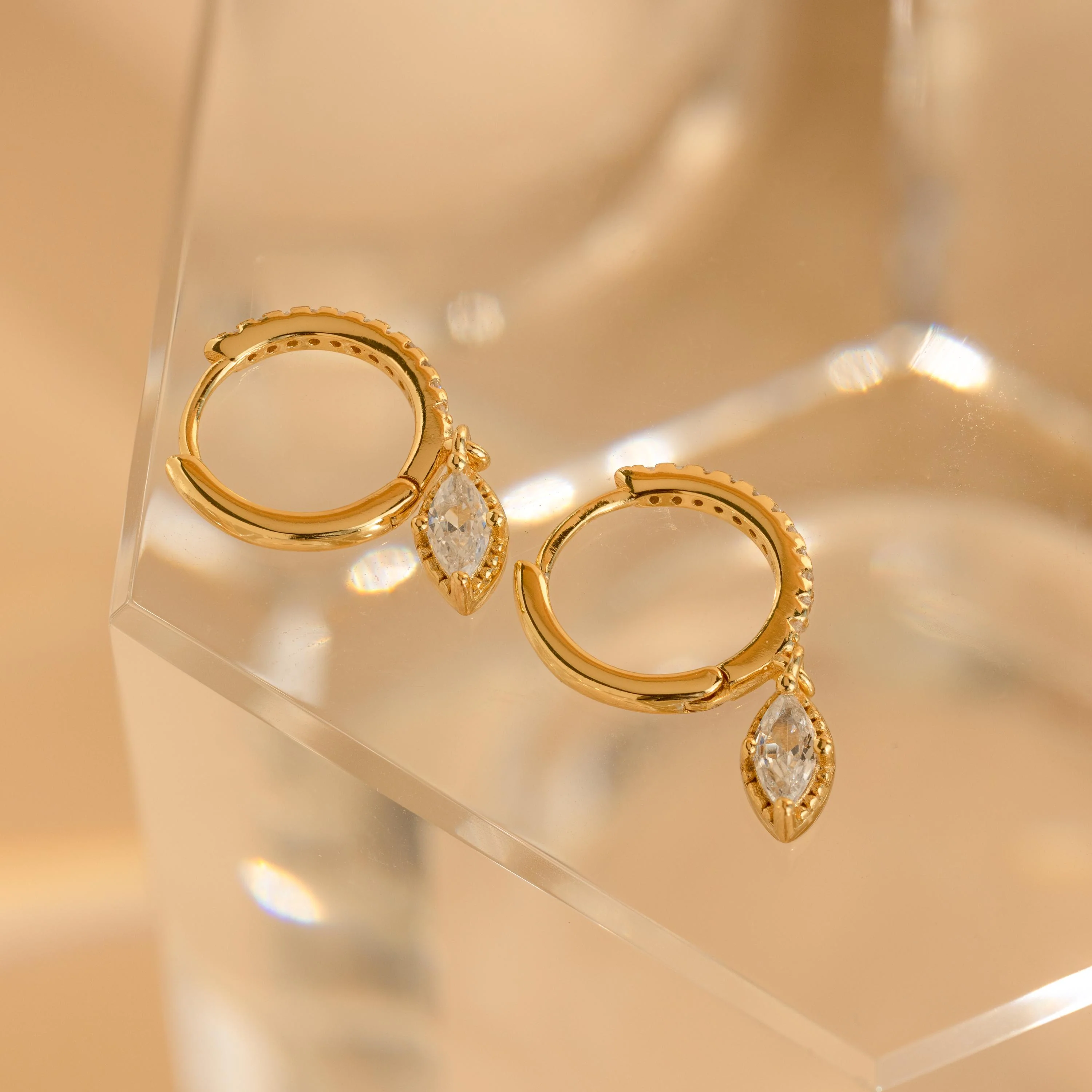Marquise Pave Drop Huggies - Image 7