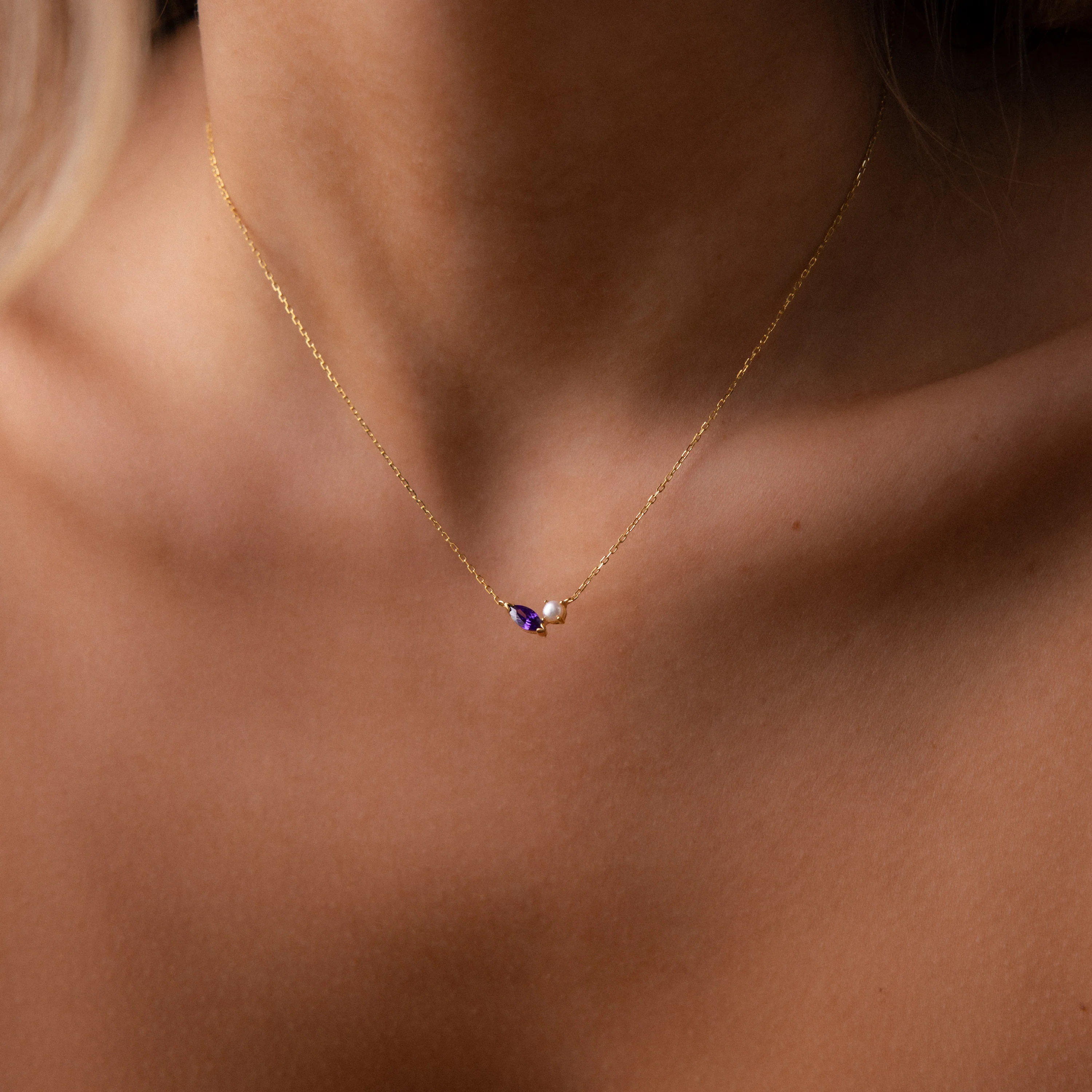 Marquise Aquamarine & Pearl Necklace - Image 2