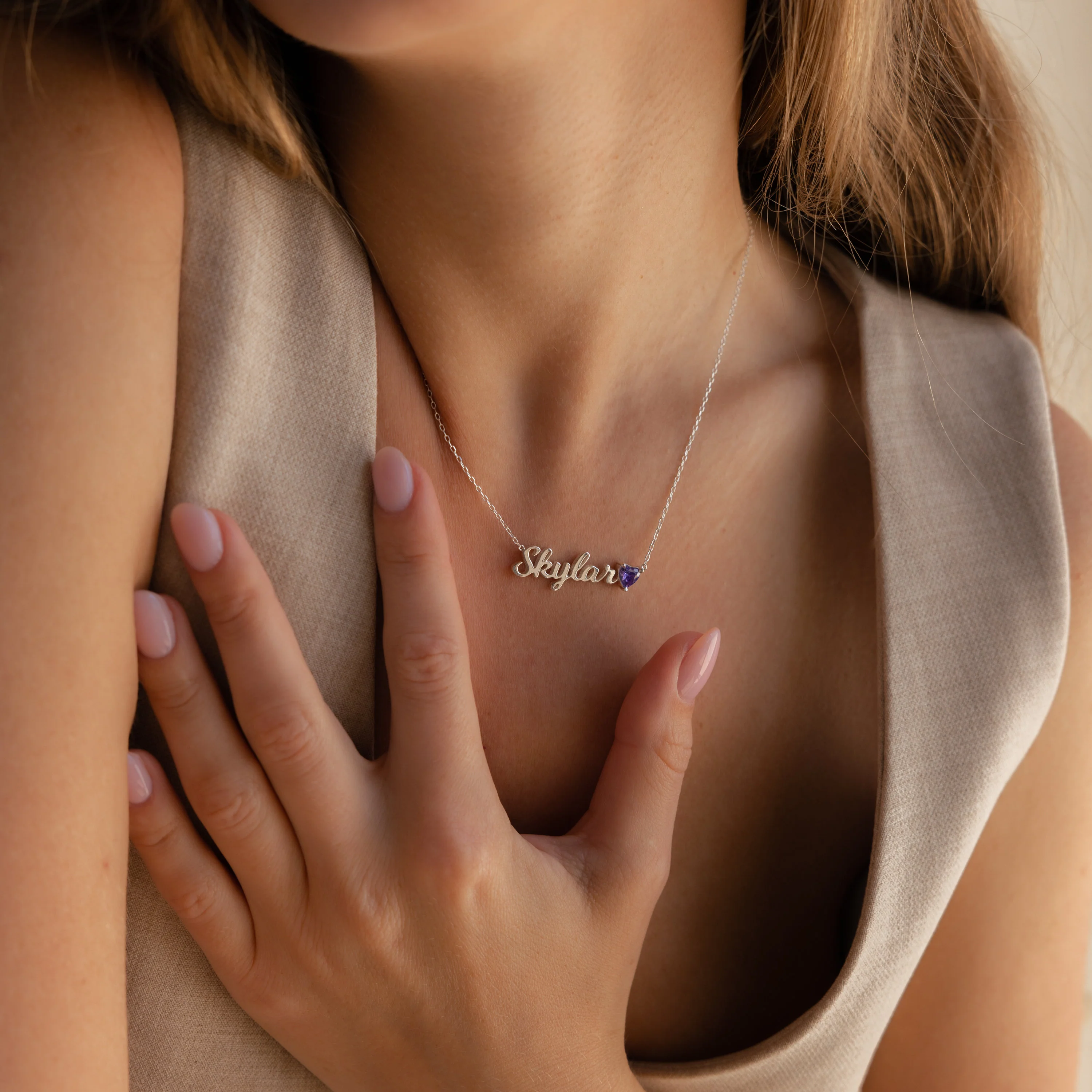 Mellow Name Heart Birthstone Necklace - Image 4