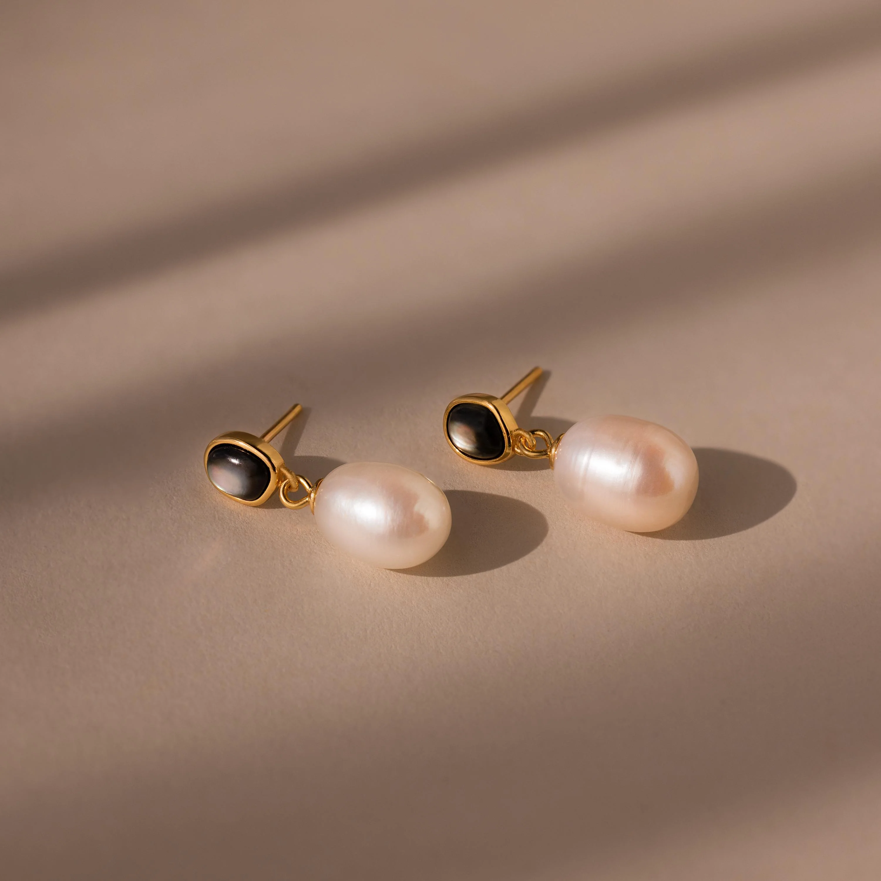 Midnight Pearl Drop Earrings in 18K Gold - Image 3