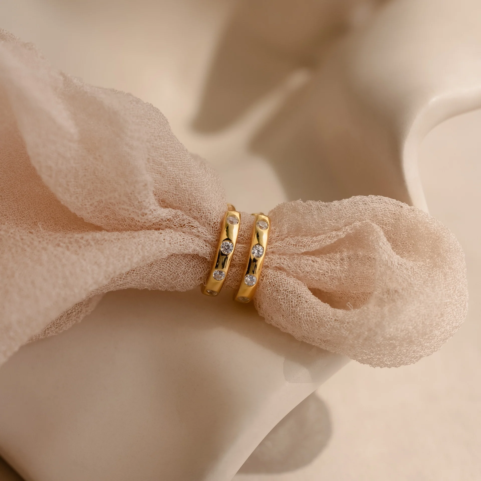 Mini Diamond Sprinkle Huggies in 18K Gold - Image 3