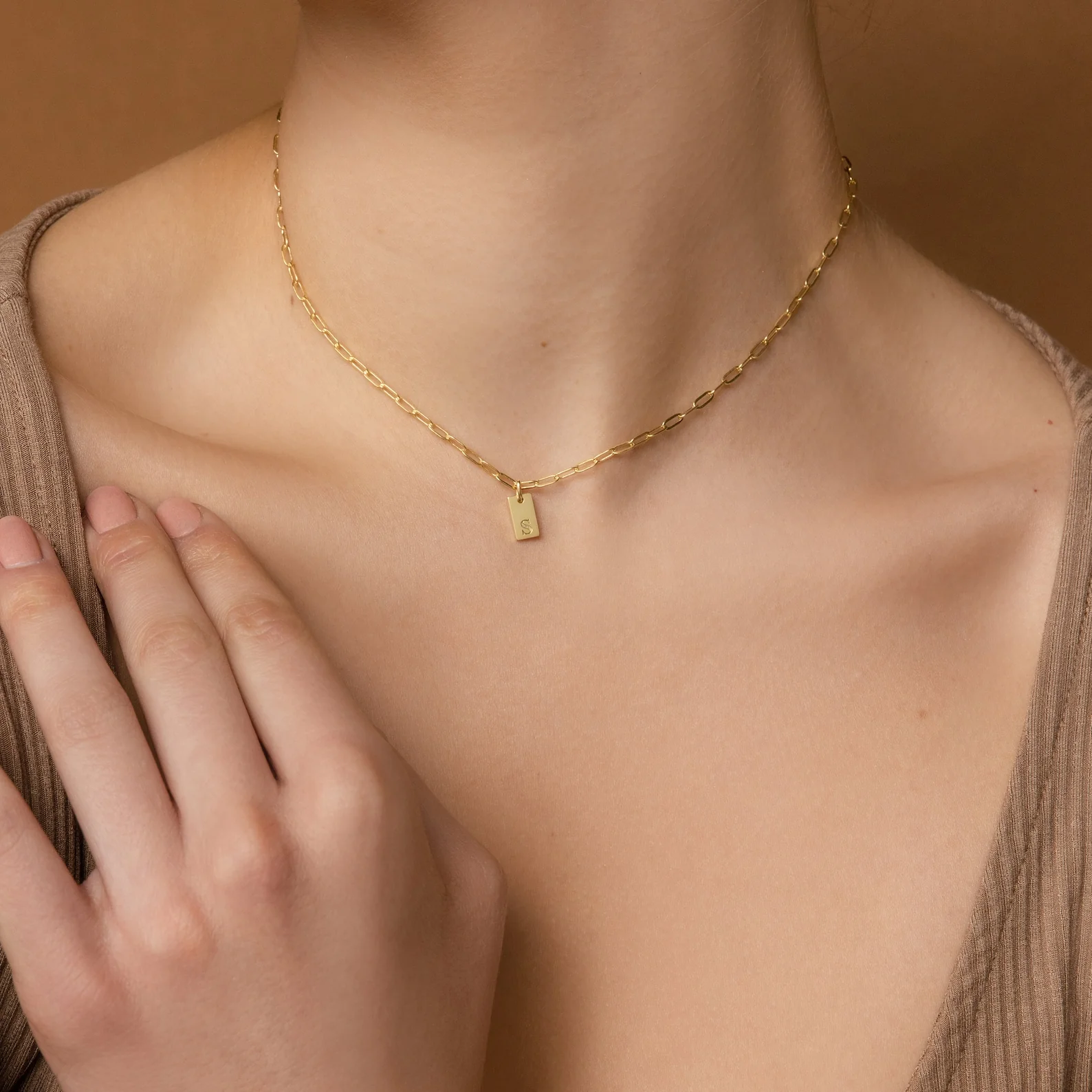 Mini Initial Paperclip Necklace - Image 2