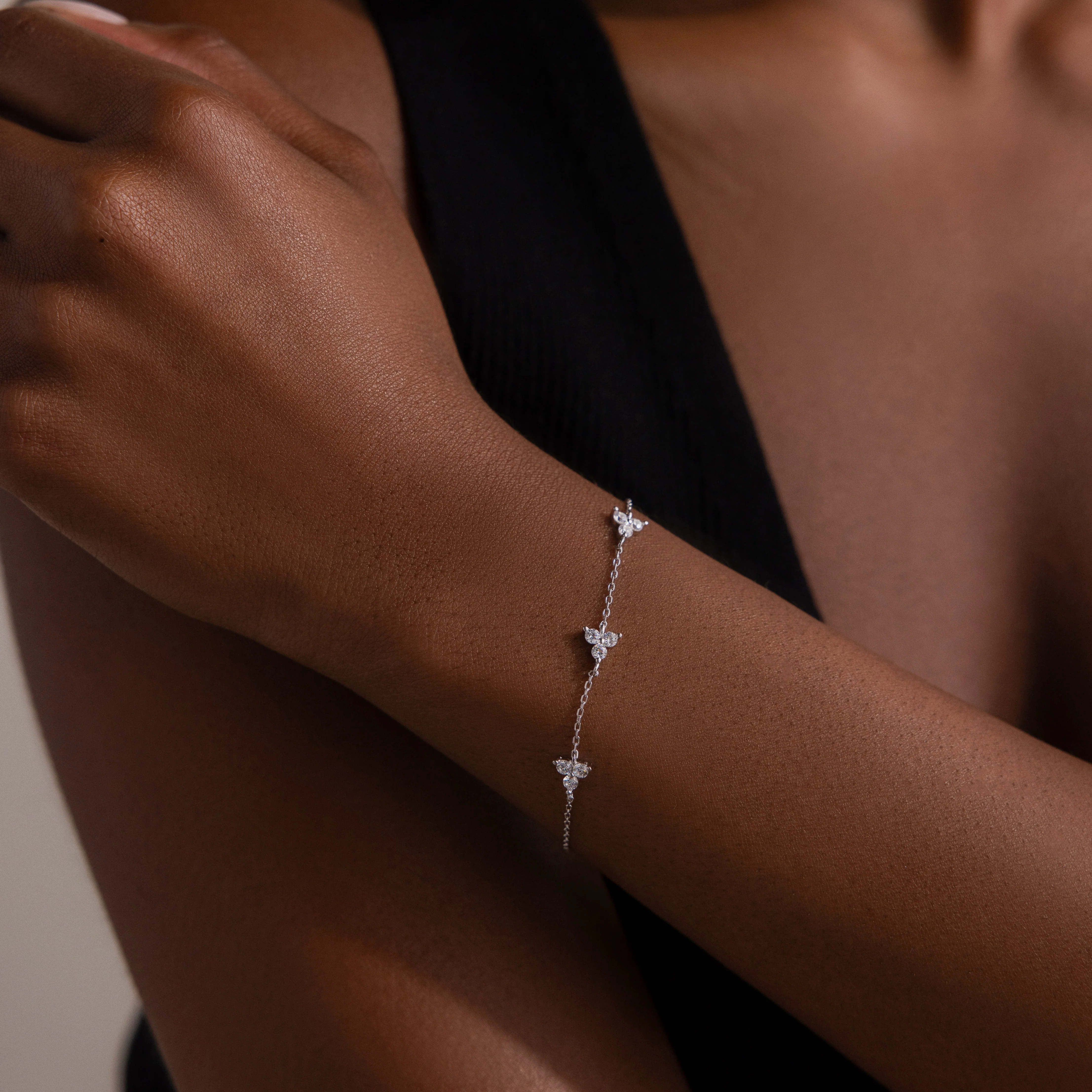 Mini Lily Diamond Bracelet in Silver - Image 4