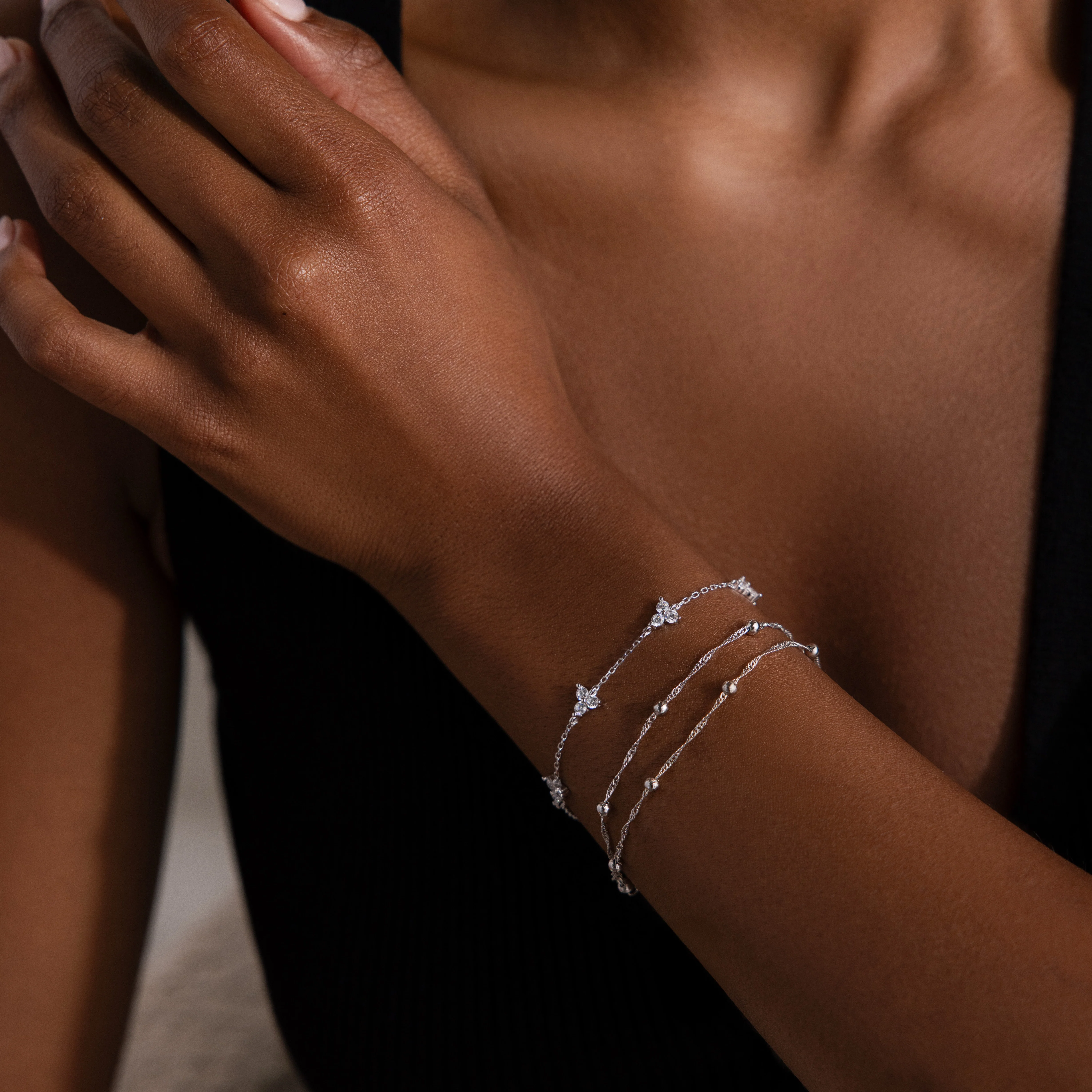Mini Lily Diamond Bracelet in Silver - Image 5