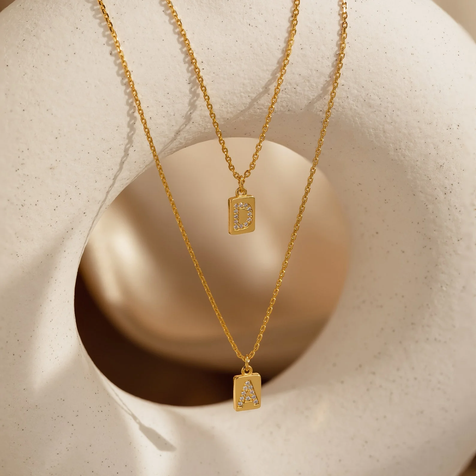 Mini Pave Initial Tag Necklace - Image 5