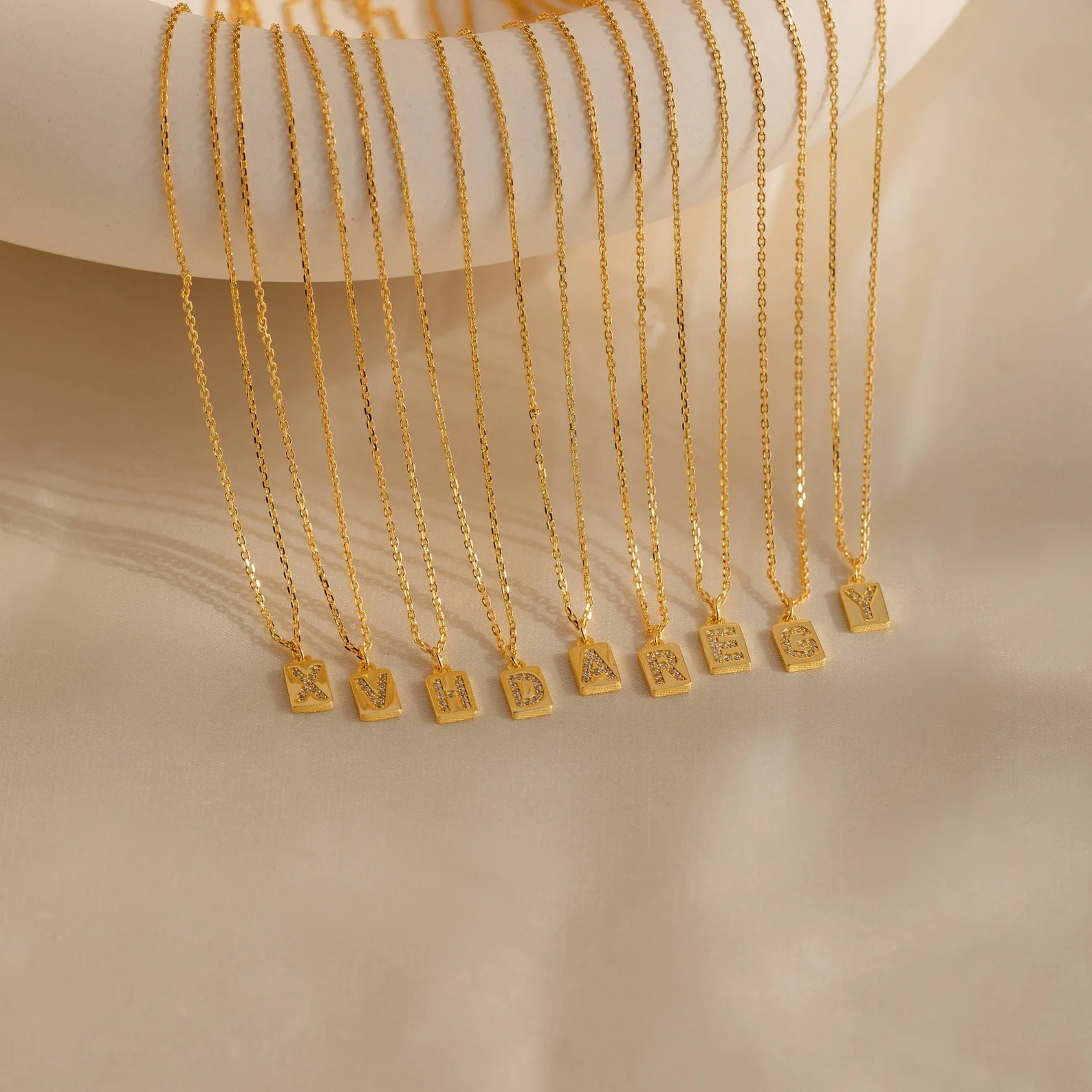 Mini Pave Initial Tag Necklace - Image 7