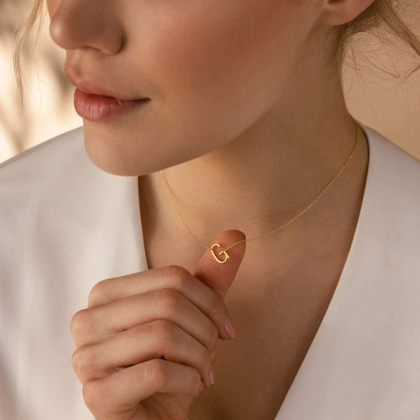 Mini Sideways Initial Necklace - Image 4