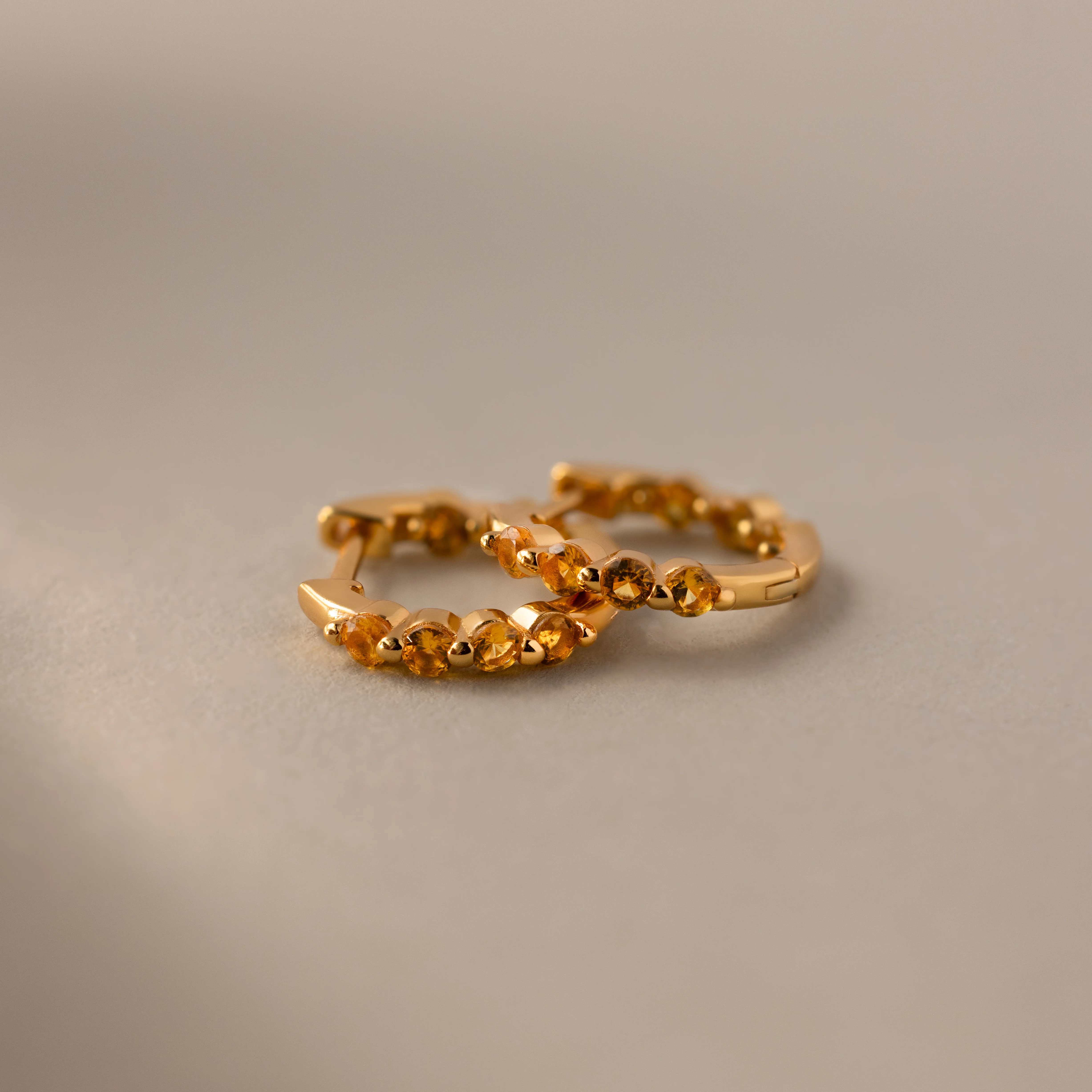Mini Topaz Beaded Huggies - Image 3