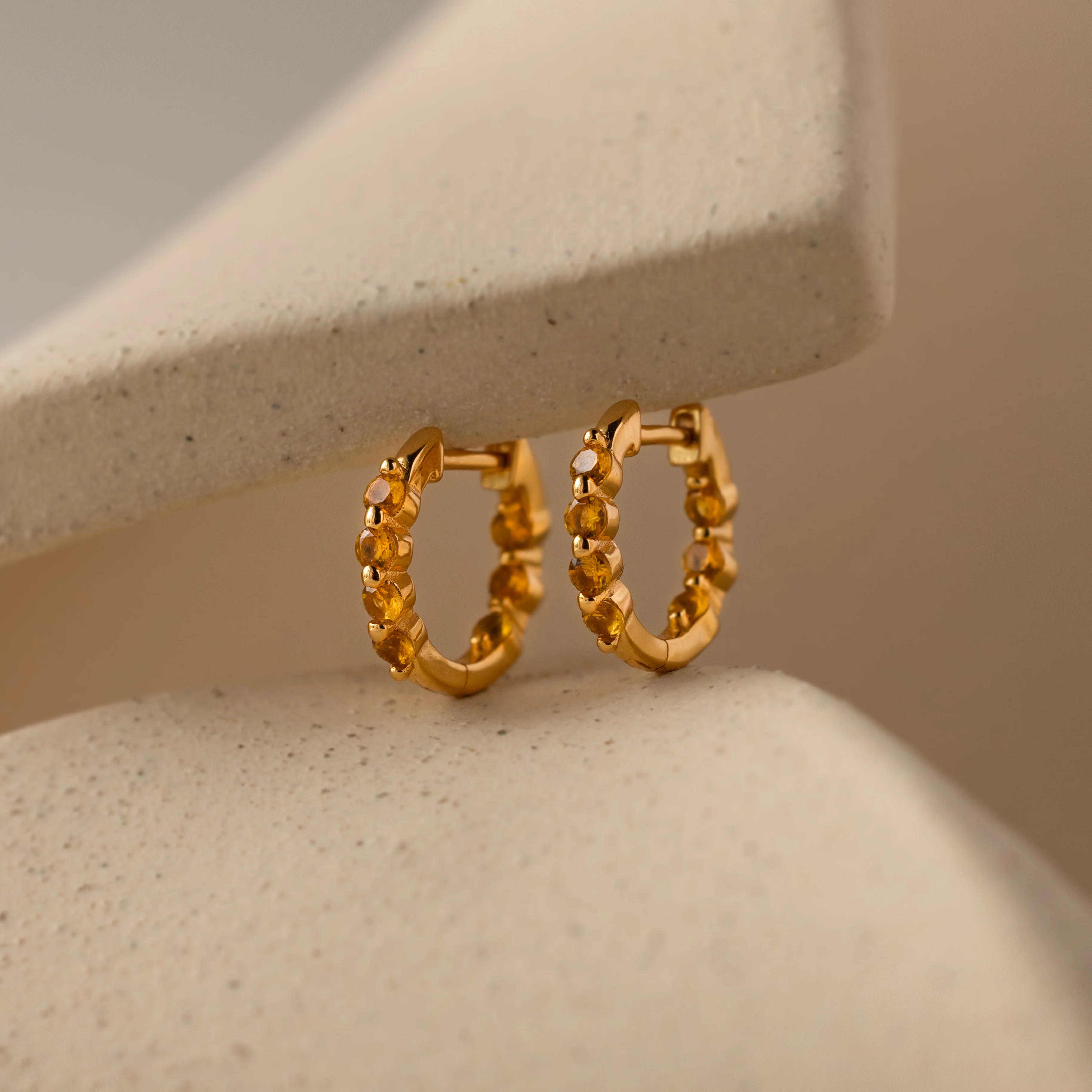 Mini Topaz Beaded Huggies - Image 5