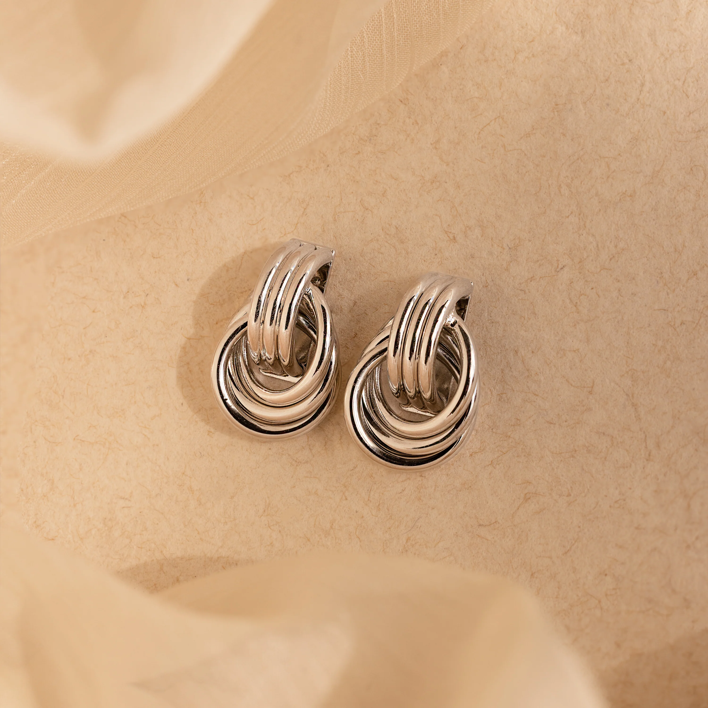 Mini Triple Knot Earrings in Mixed Metal - Image 7