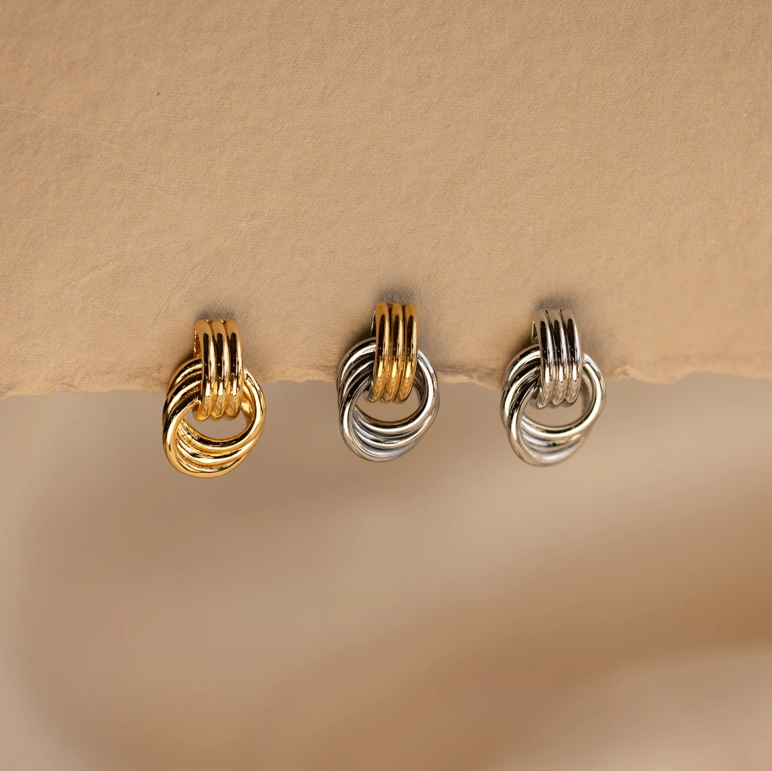 Mini Triple Knot Earrings in Silver - Image 7
