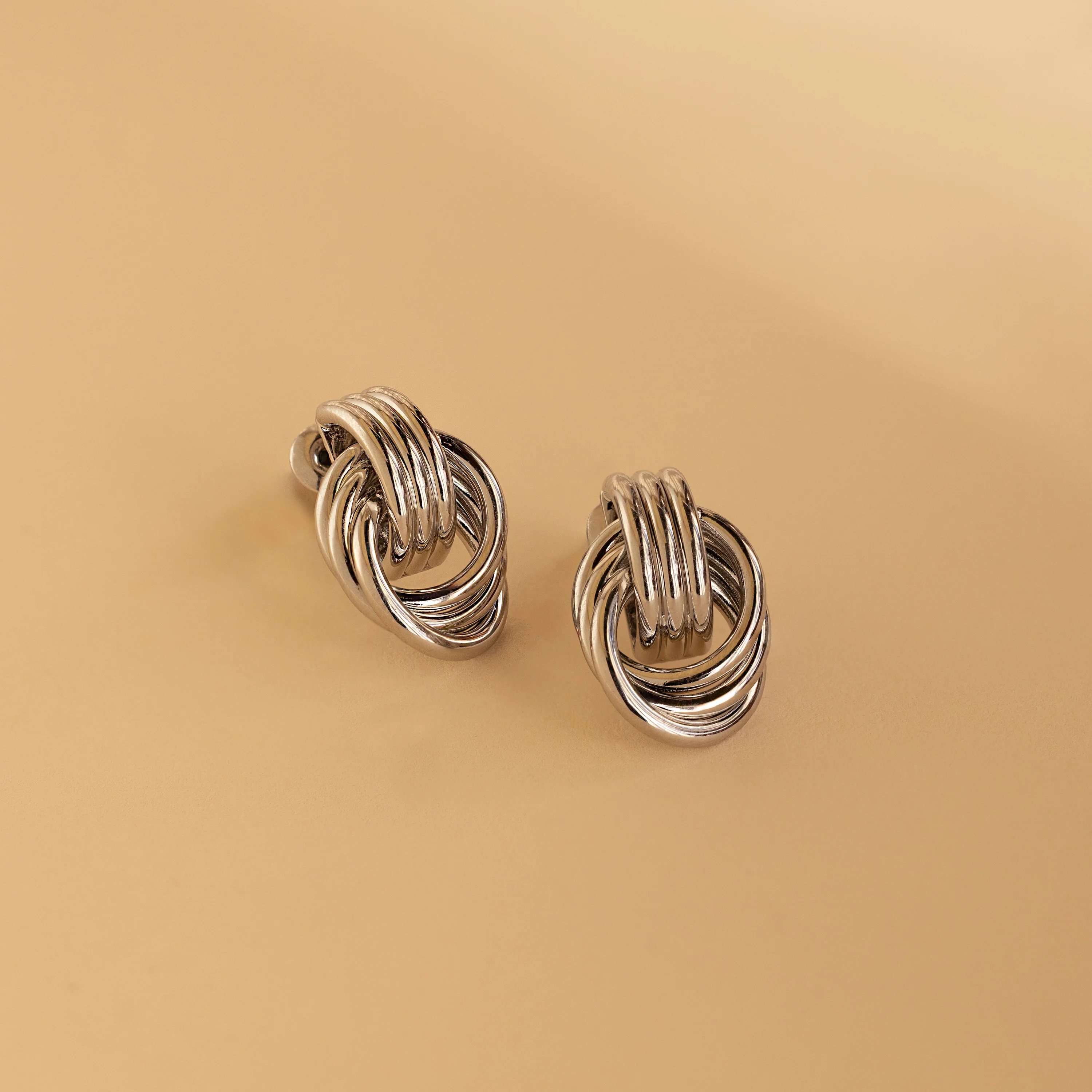 Mini Triple Knot Earrings in Silver - Image 5