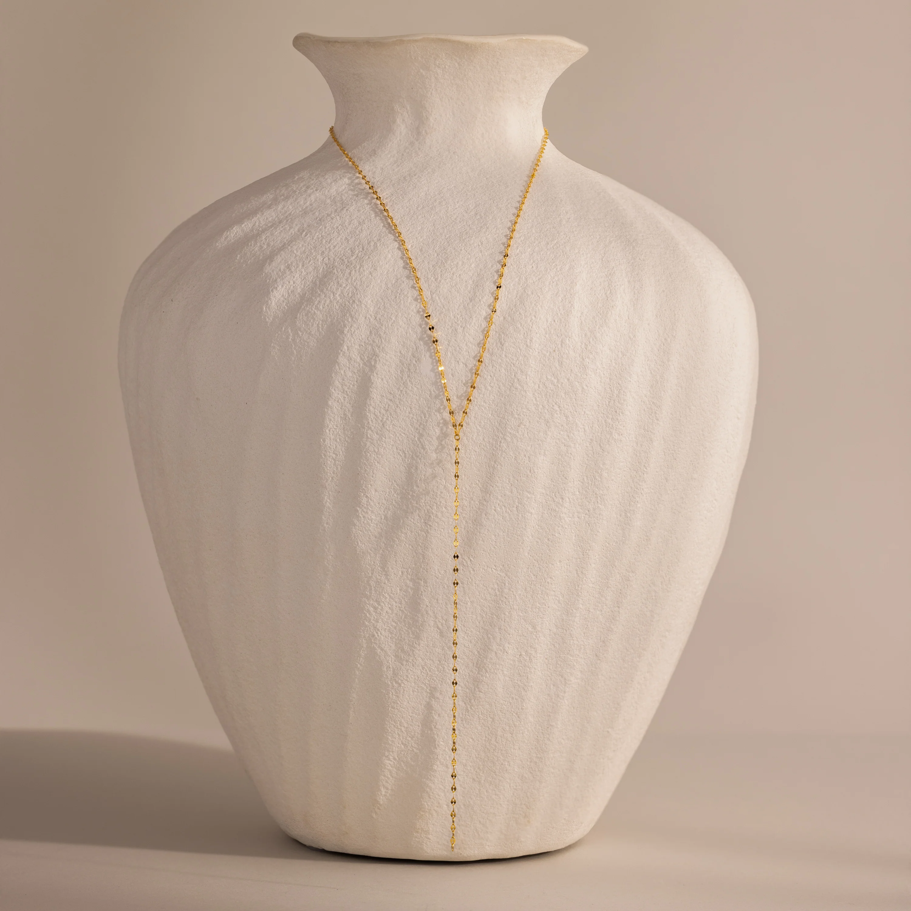 Mirror Chain Lariat Necklace in 18K Gold - Image 4