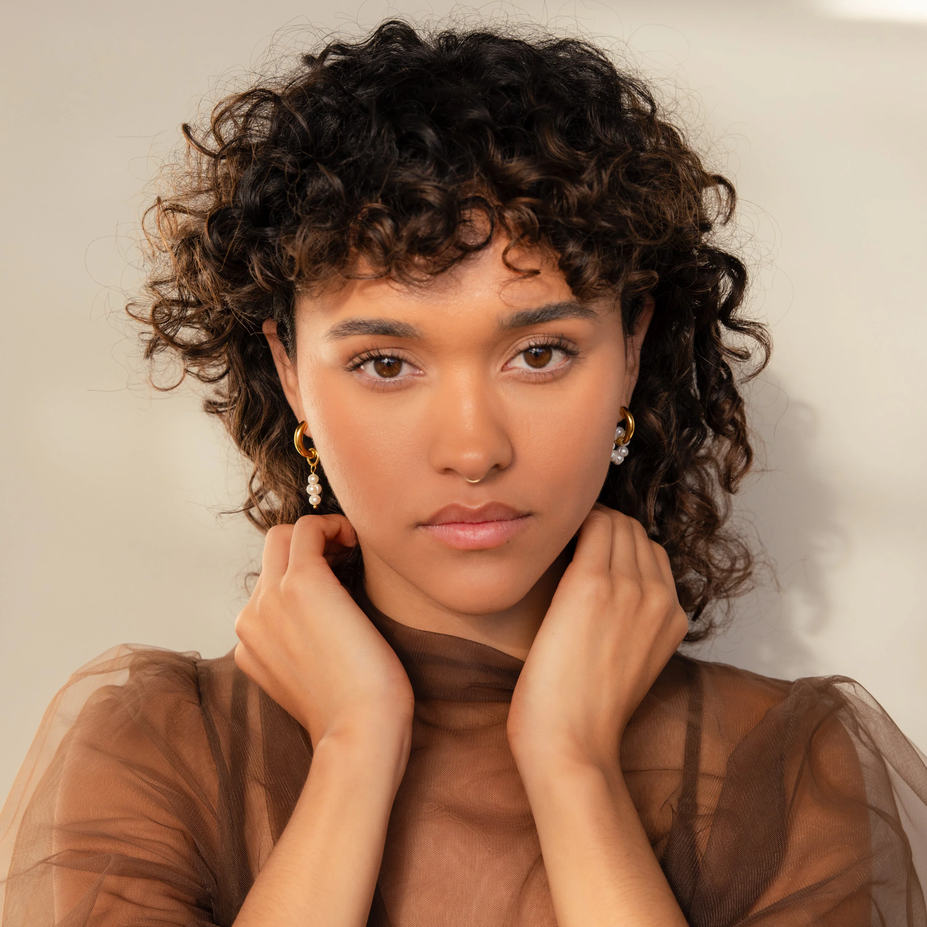 Mismatched Pearl Drop Hoops - Image 5