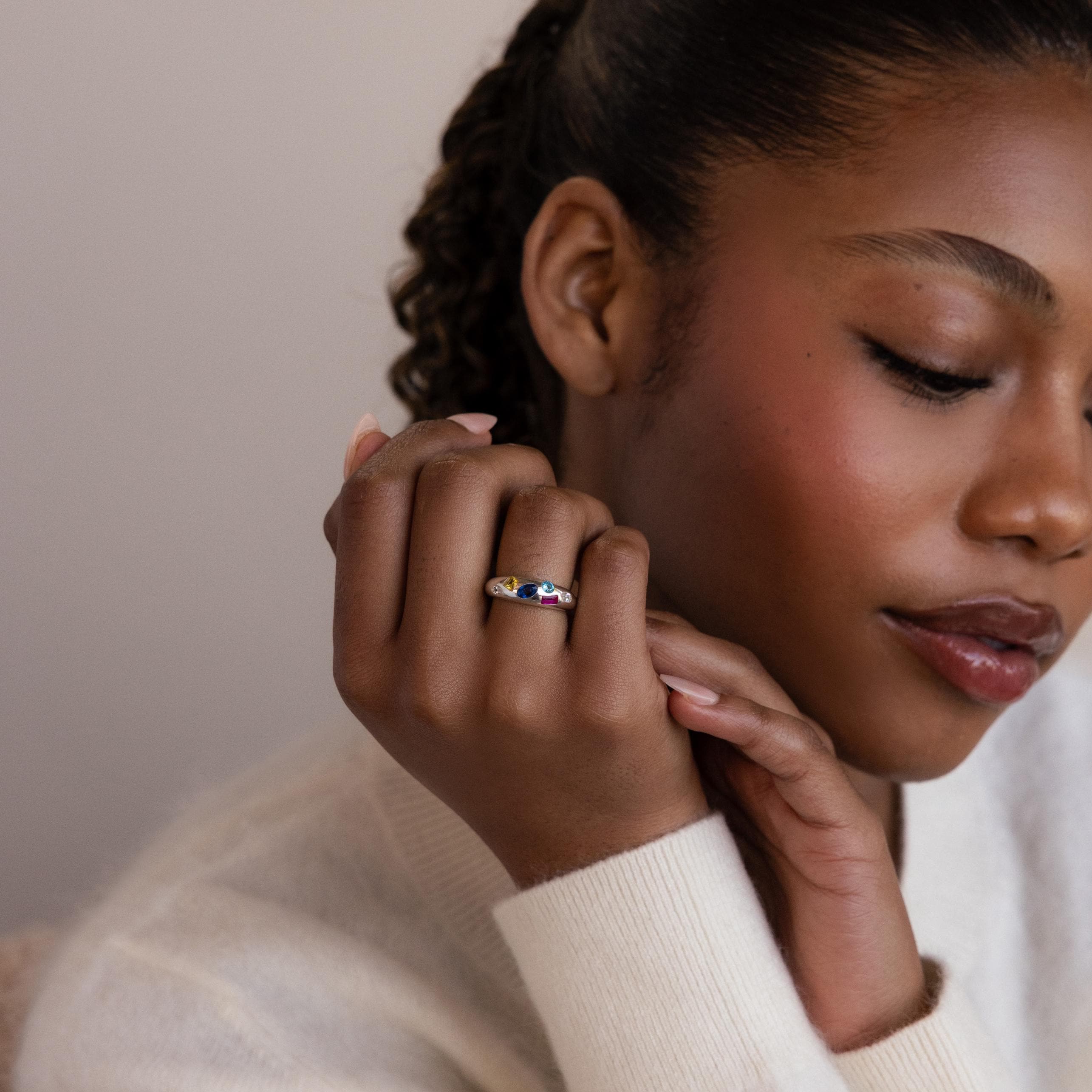 Mixed Birthstone Dome Ring - Image 4