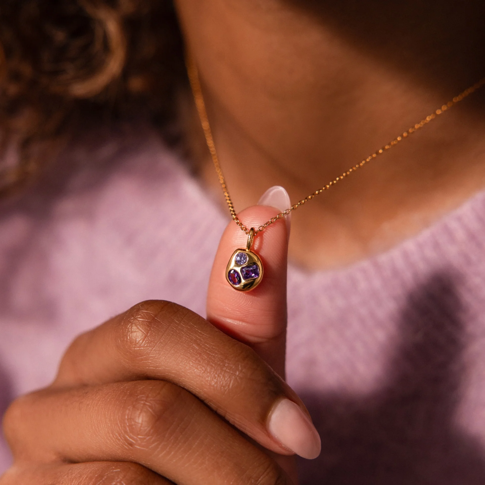 Mixed Diamond Capsule Necklace - Image 2