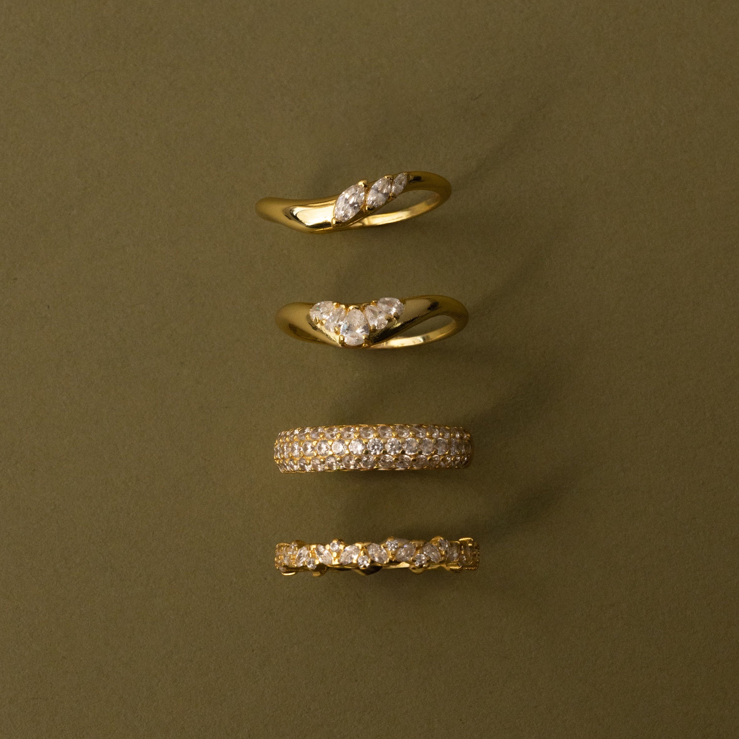 Mixed Metal Diamond Curve Ring Set - Image 7